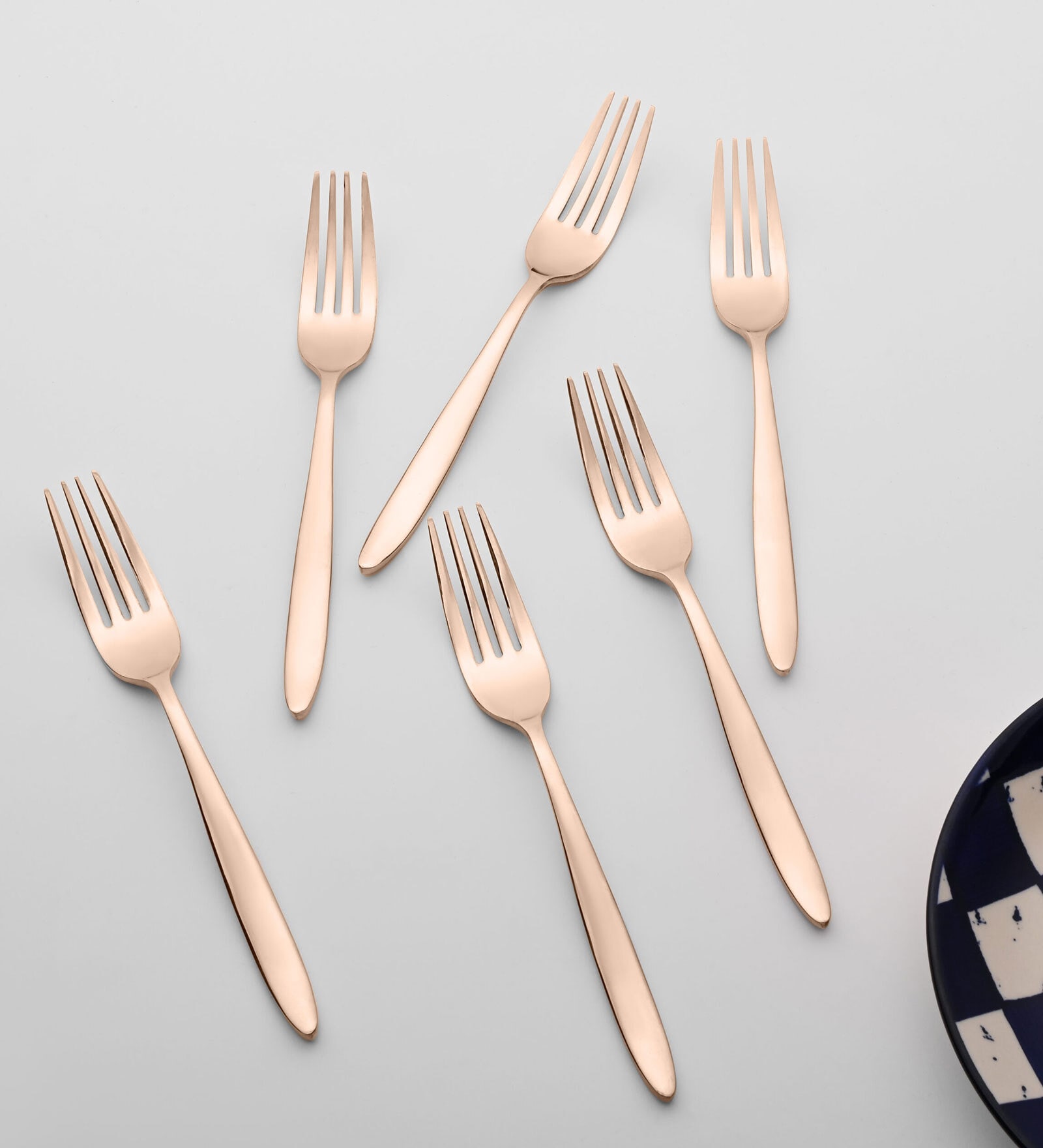 (Set Of 6) Silver Luxe 304 Food Grade Stainless Steel Silver Rose Gold Fork