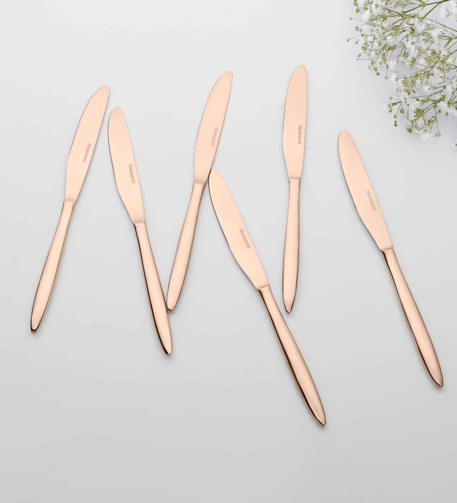 (Set Of 6) Silver Luxe 304 Food Grade Stainless Steel Silver Rose Gold Knife