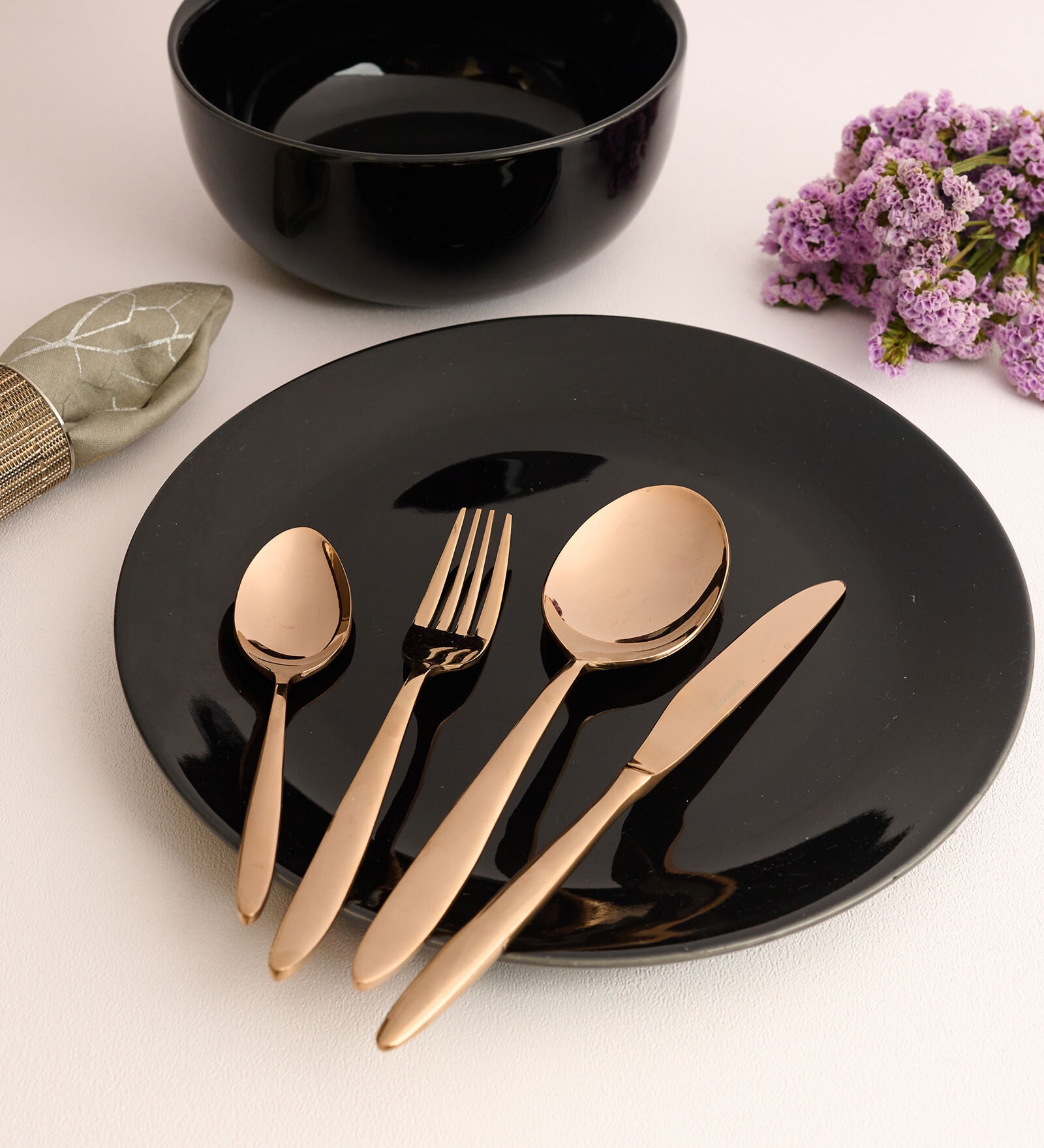 (Set Of 2) Silver Luxe 304 Food Grade Stainless Steel Silver Rose Gold Serving Spoon