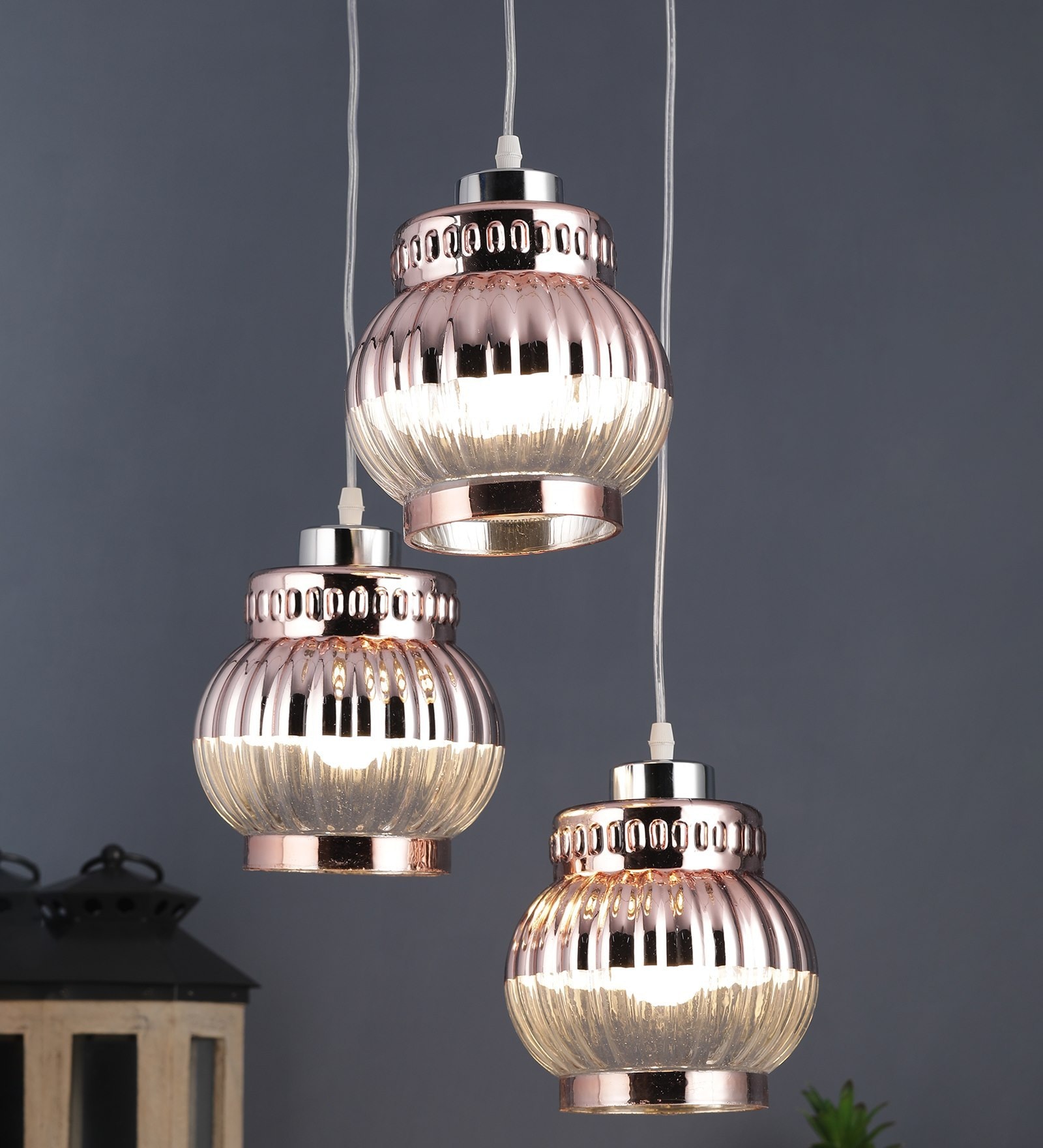 Silver Metal 3 Light Cluster Hanging Lights