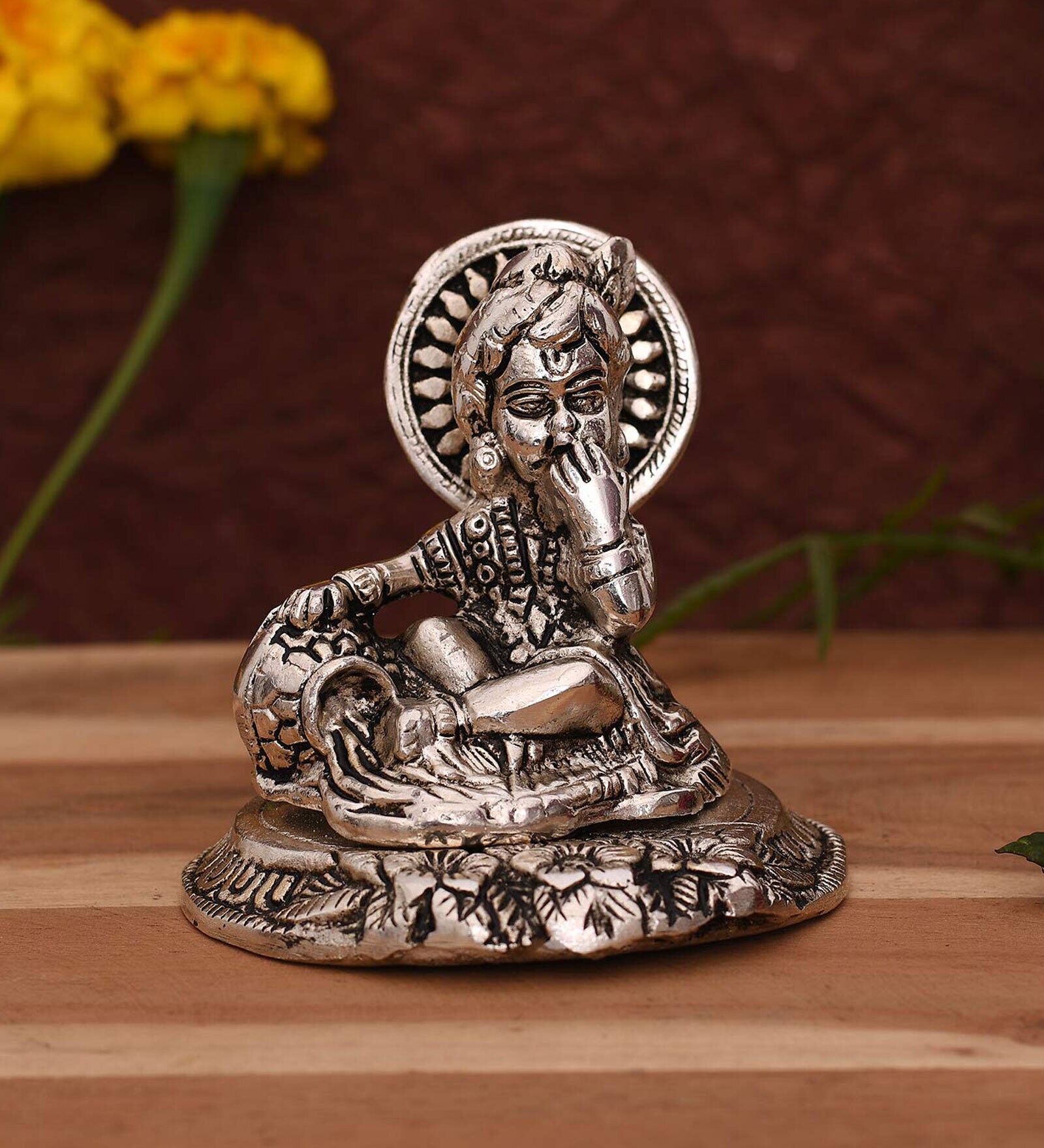 Buy Silver Metal 4 Inches Lord Krishna Statue By Craftvatika At 54% OFF ...