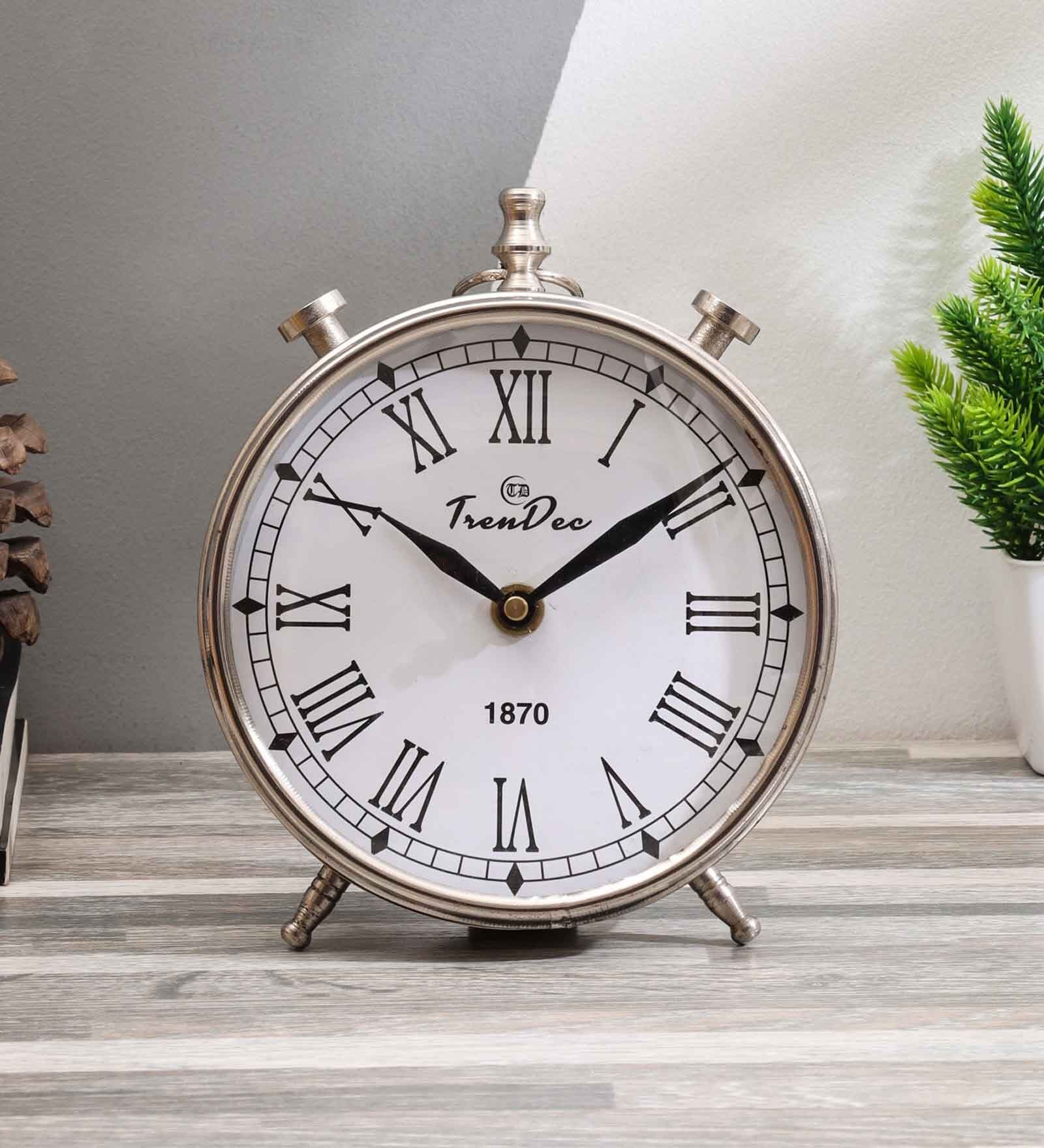 Buy Otava Silver Metal Analog Table Clock at 2% OFF by Trendec | Pepperfry