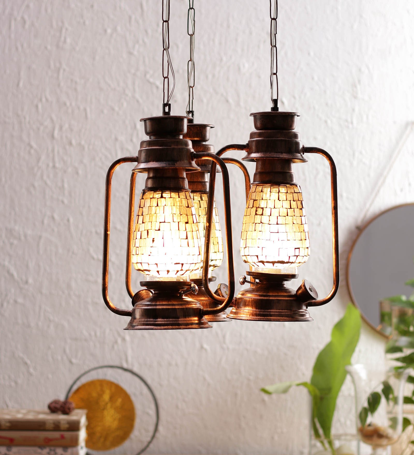 Gold Metal and Glass Lantern