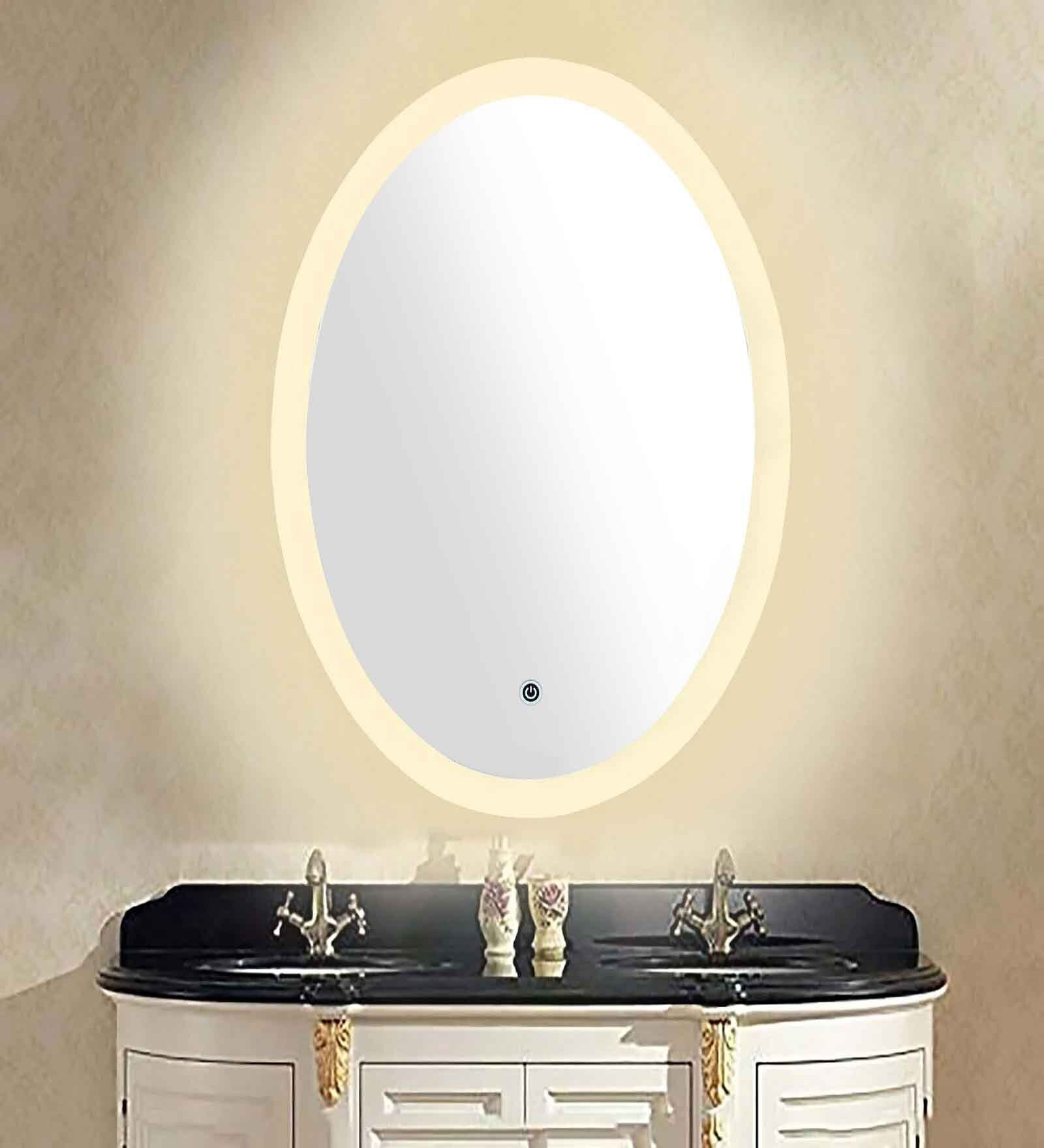 Silver Oval Shape LED Wall Mirror