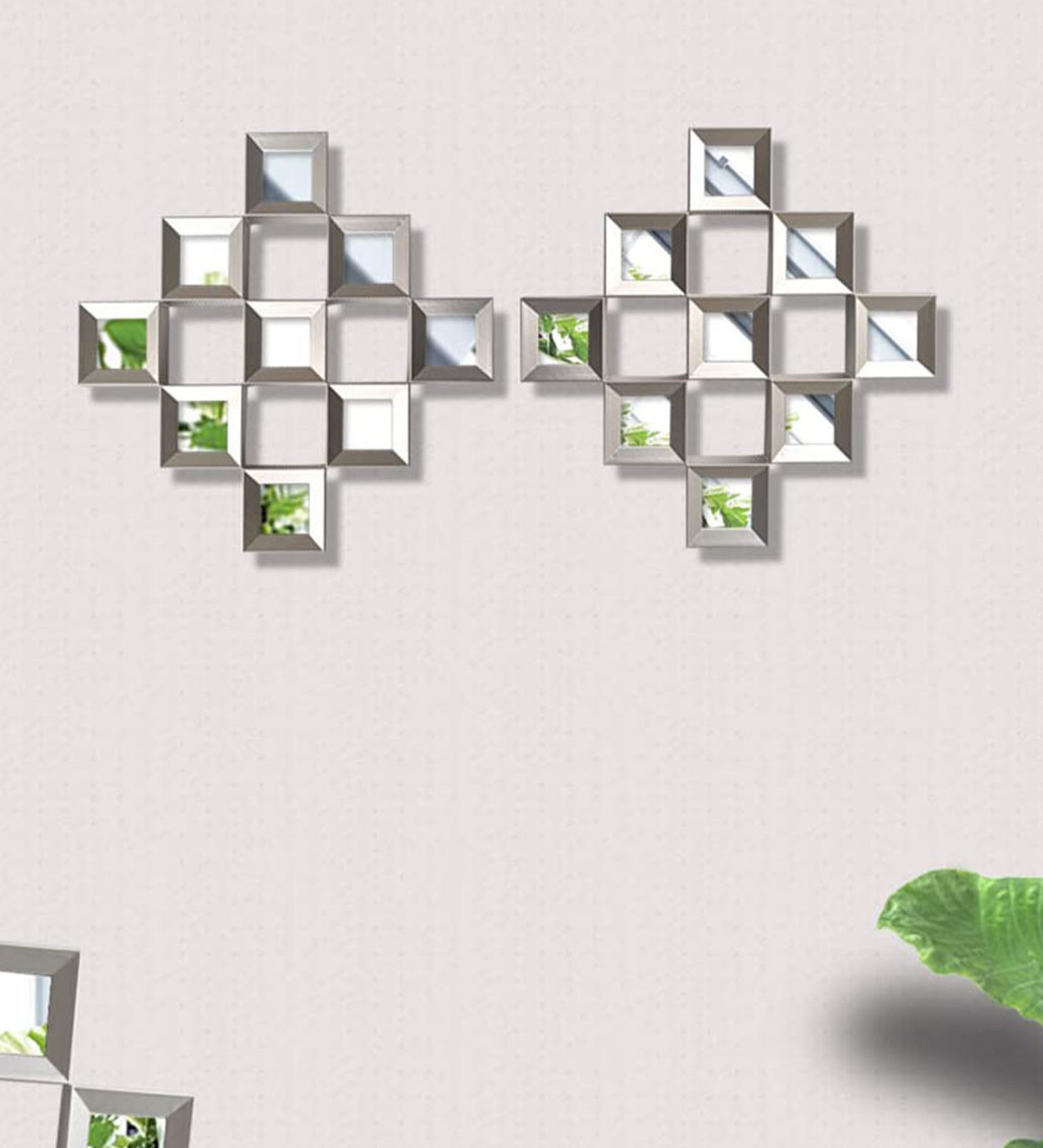 Silver Plastic (Set of 2) Wall Mirror