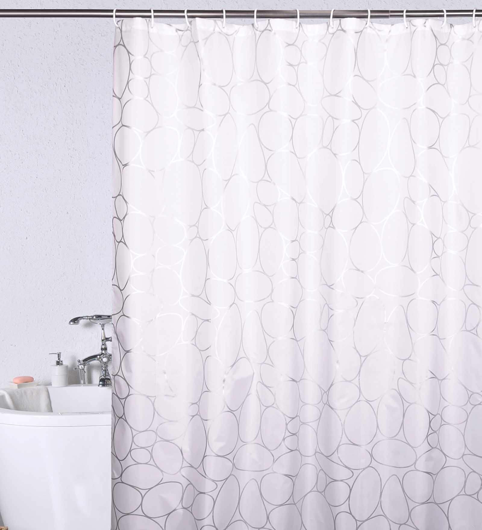 Silver Polyester Blackout Shower Curtain