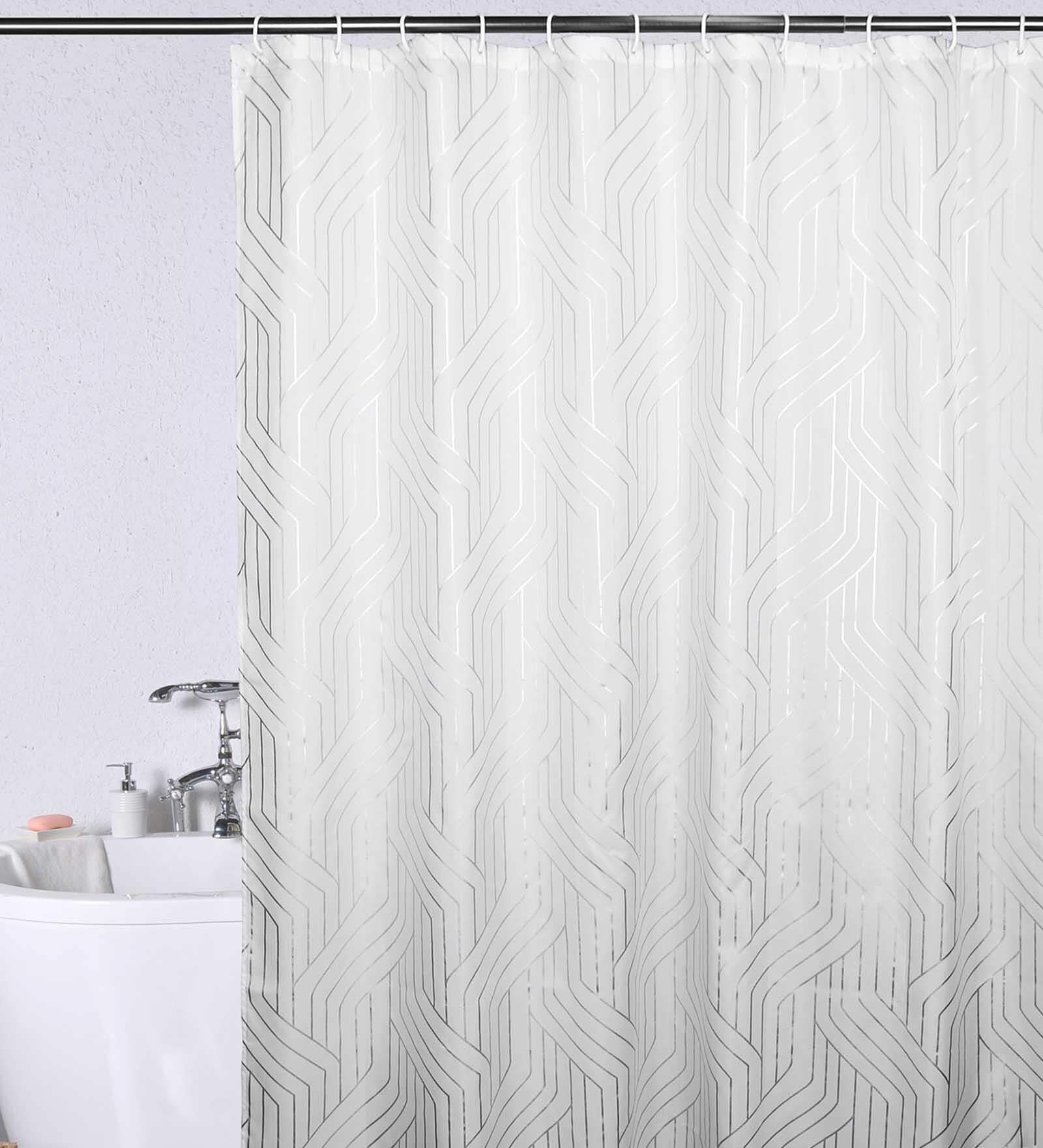 Silver Polyester Blackout Shower Curtain