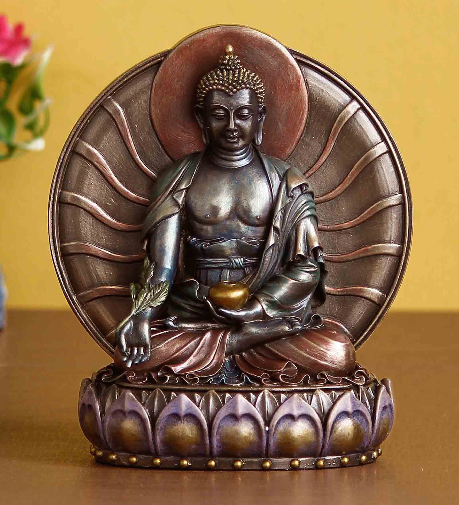Silver Polyresin and Bronze Fine Finish Meditating Lord Buddha