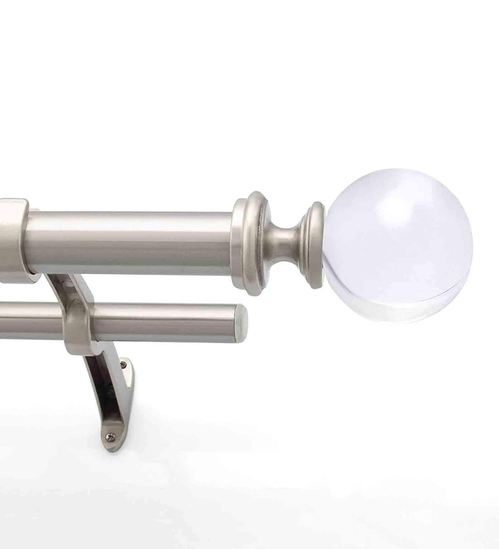 Silver Satin 36 Inch expandable to 66 Inch Stainless Steel Curtain Rod with Bracket