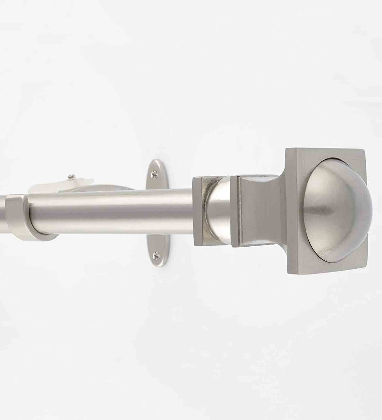 Silver Satin 36 Inch expandable to 66 Inch Stainless Steel Curtain Rod with Bracket