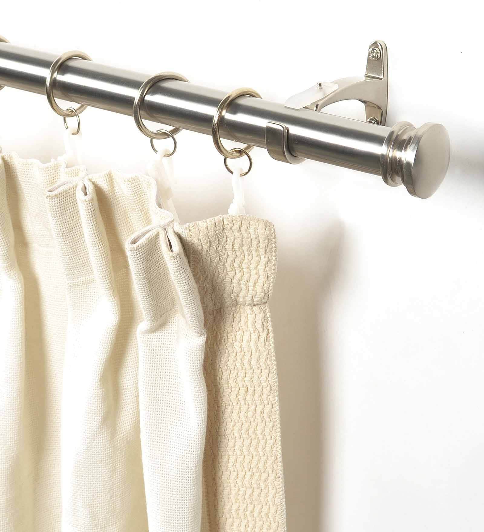 Silver Satin Stainless Steel Curtain Rod (36 -66 Inches) With Bracket