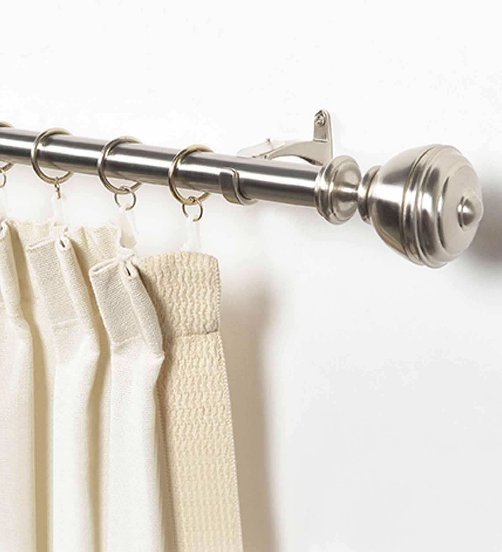 Silver Satin Stainless Steel Curtain Rod (36 -66 Inches) With Bracket