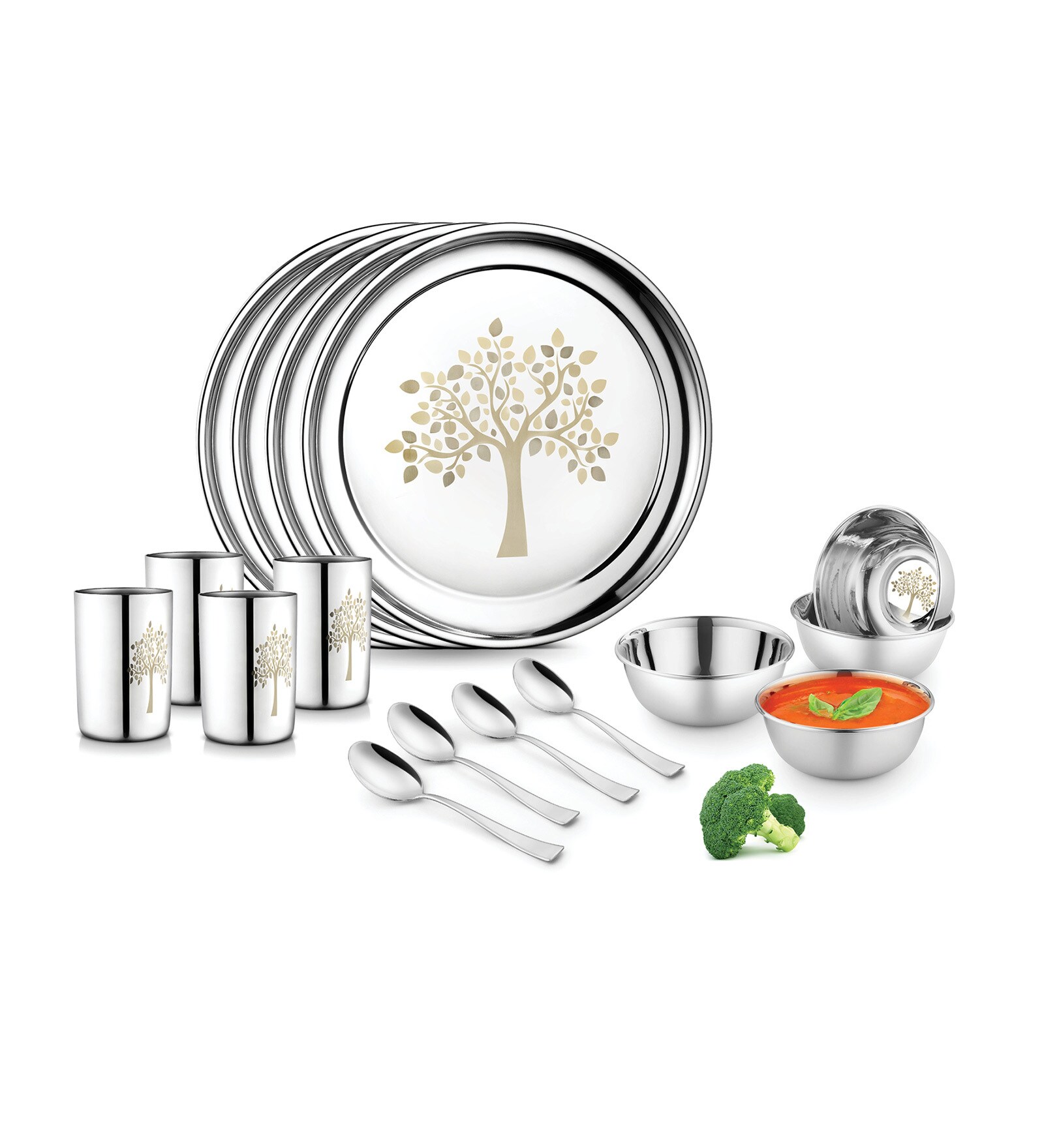 Buy Heavy Gauge Stainless Steel Laser Design Dinner Set 16 Pieces By