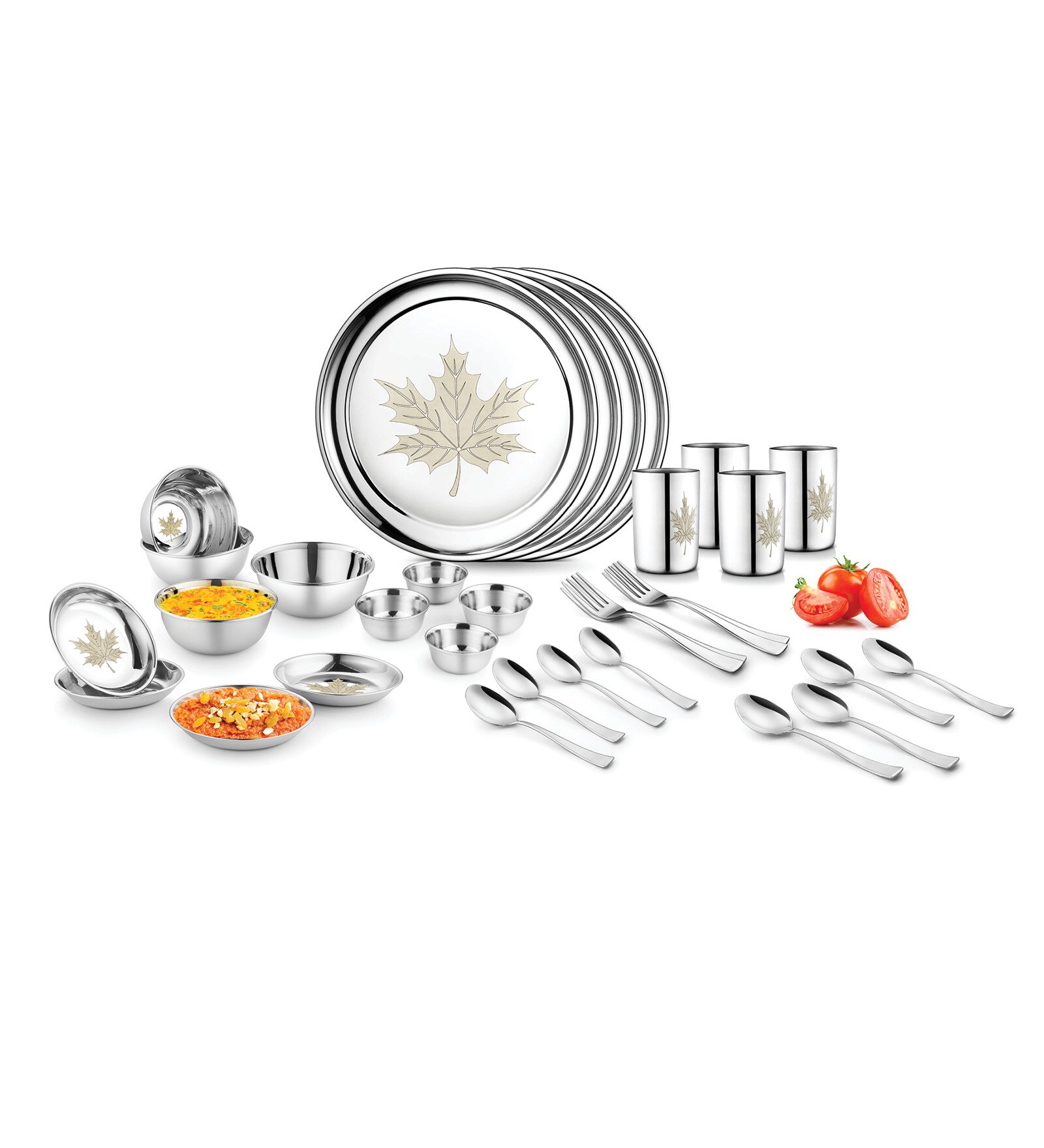 Buy Heavy Gauge Stainless Steel Laser Design Dinner Set 32 Pieces By