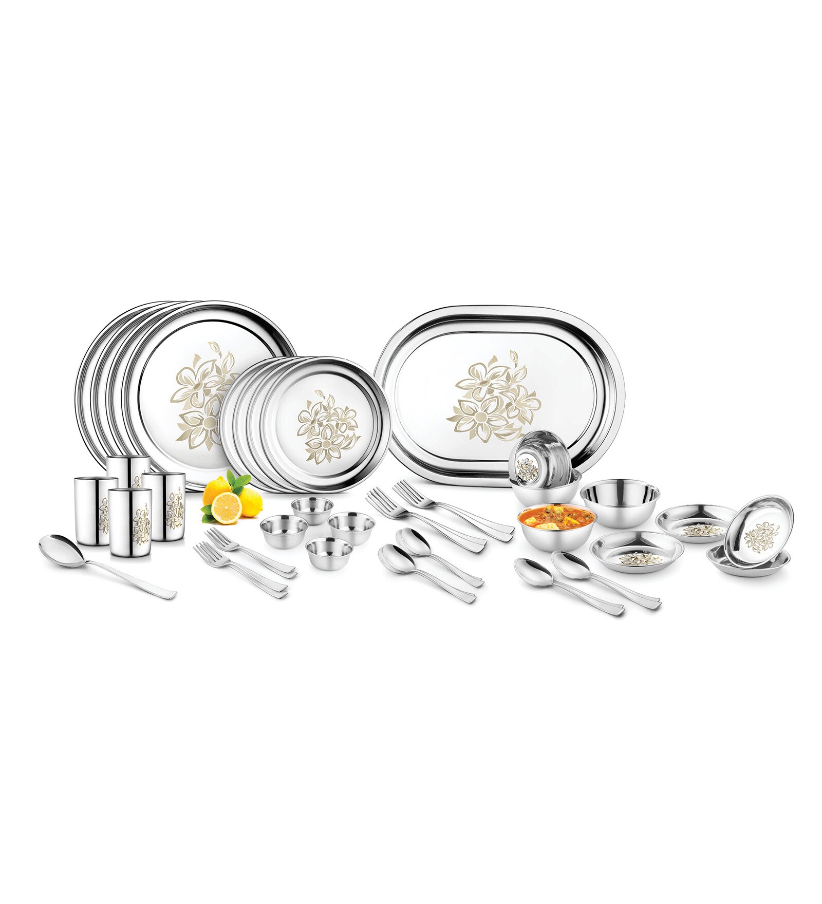 Buy Silver Set of 42 Stainless Steel Dinner Set by Jensons Online