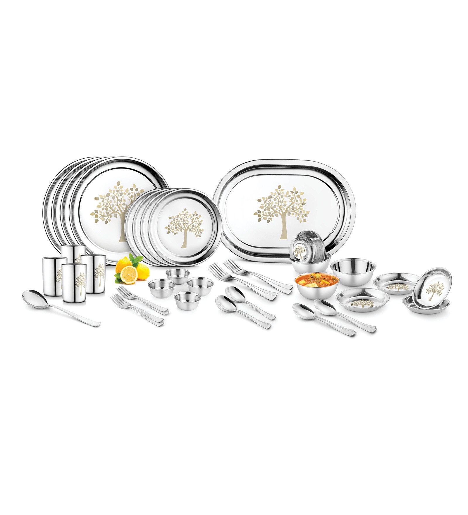 Buy Heavy Gauge Stainless Steel Laser Design Dinner Set 42 Pieces By