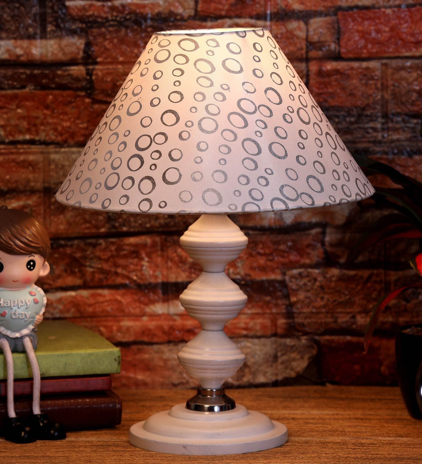 Silver Shade Table Lamp With Metal Base