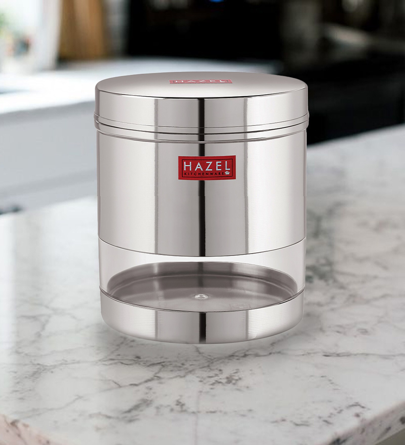 Silver Stainless Steel 700 ml Mouth See Through Storage Container (Set of 6 )