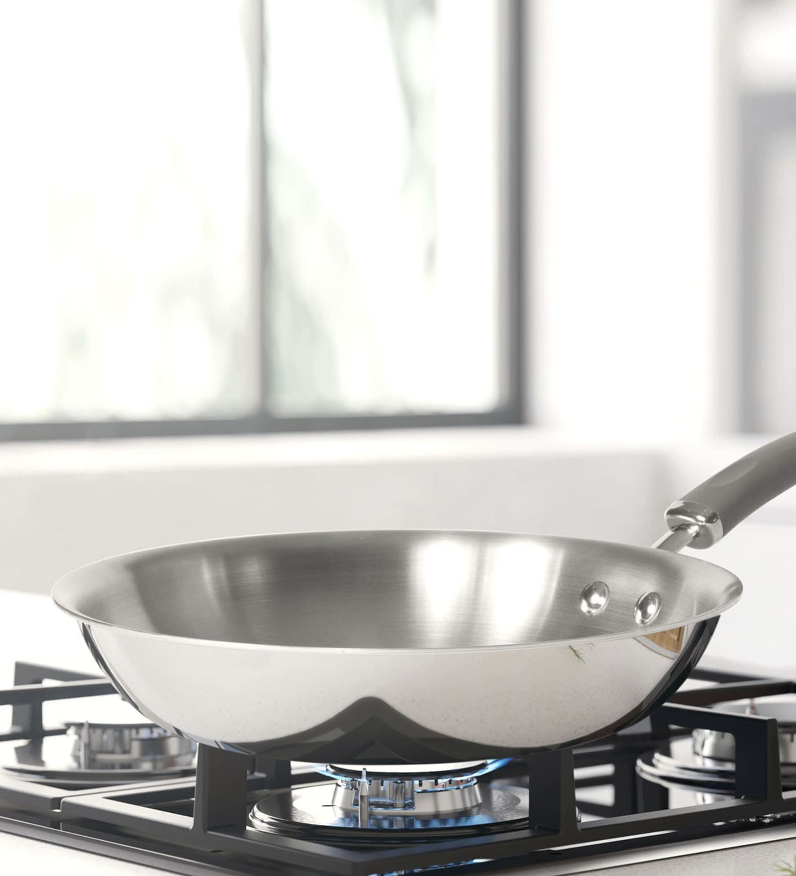 Trivantage 9.4 Inch Nickel Free Silver Stainless Steel Frying Pan