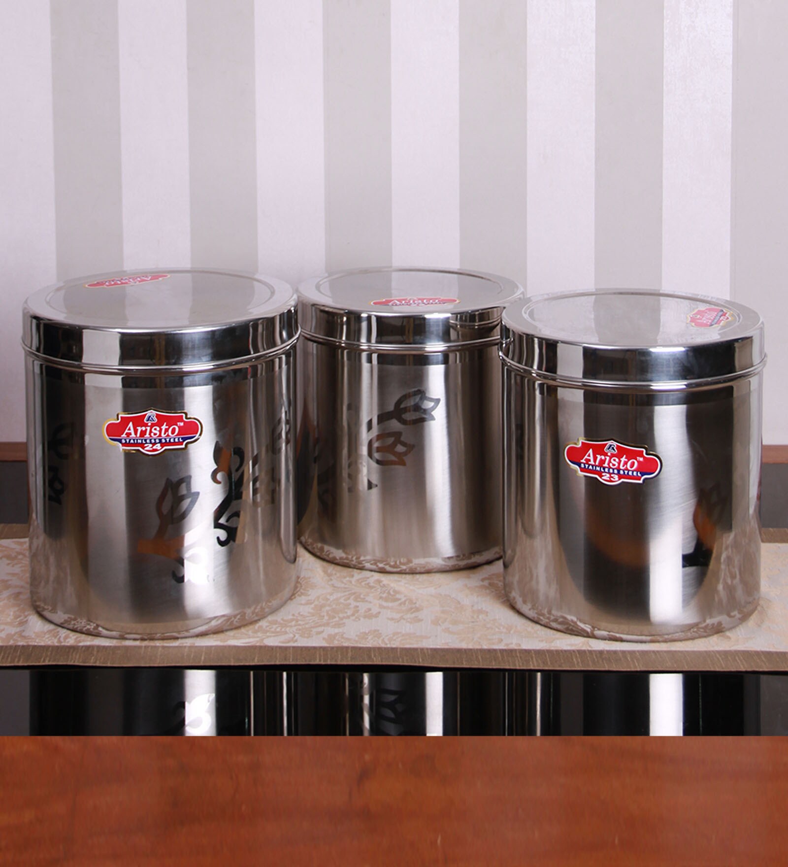 Steel Container Rounded Buy Silver Stainless Steel Round Containers - Set of 3 at 10% OFF by ...