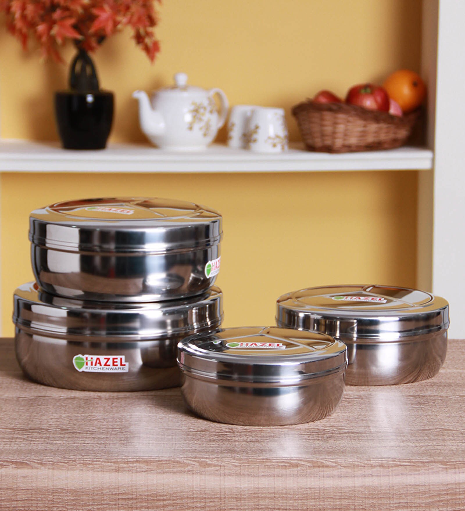 Buy Silver Stainless Steel Round Containers - Set of 4 by Hazel at 10% ...