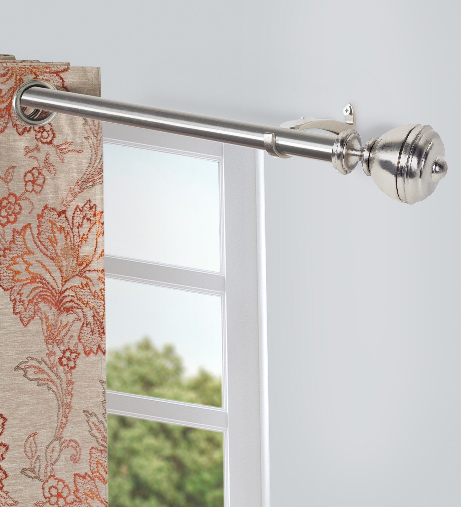 Solid Curtain Rods Buy Silver Stainless Steel Solid (144 Inches) Curtain Rod with ...
