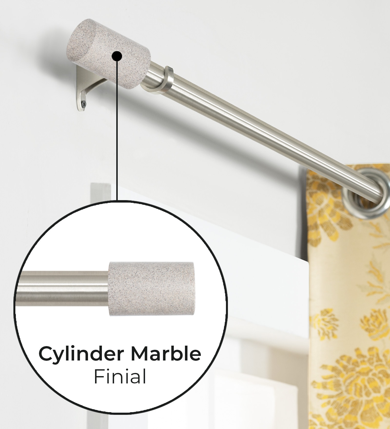 Silver Stainless Steel Solid (66 Inches) Curtain Rod with Accessories