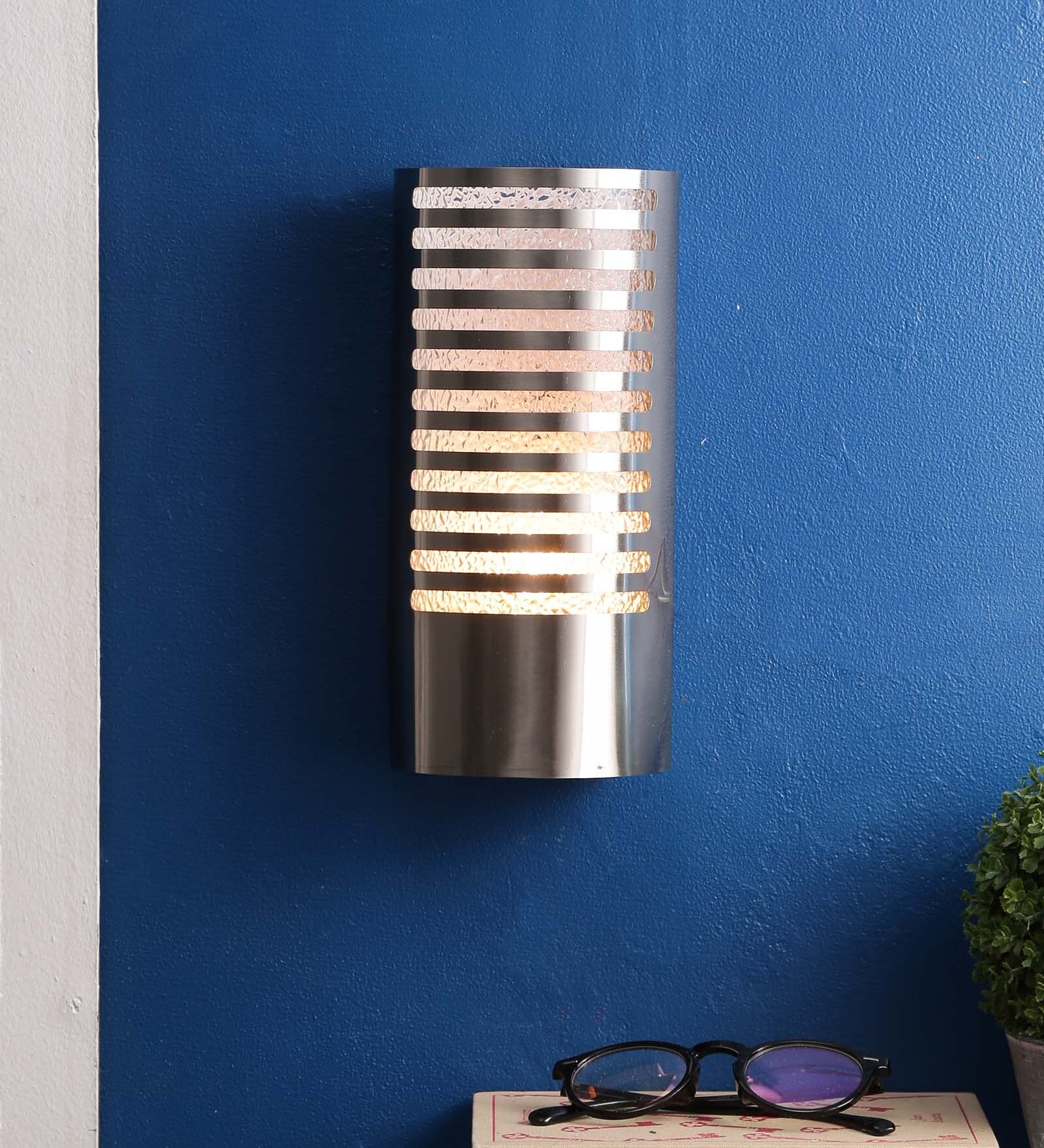 Smokey Silver Metal Flush Mount Wall Light