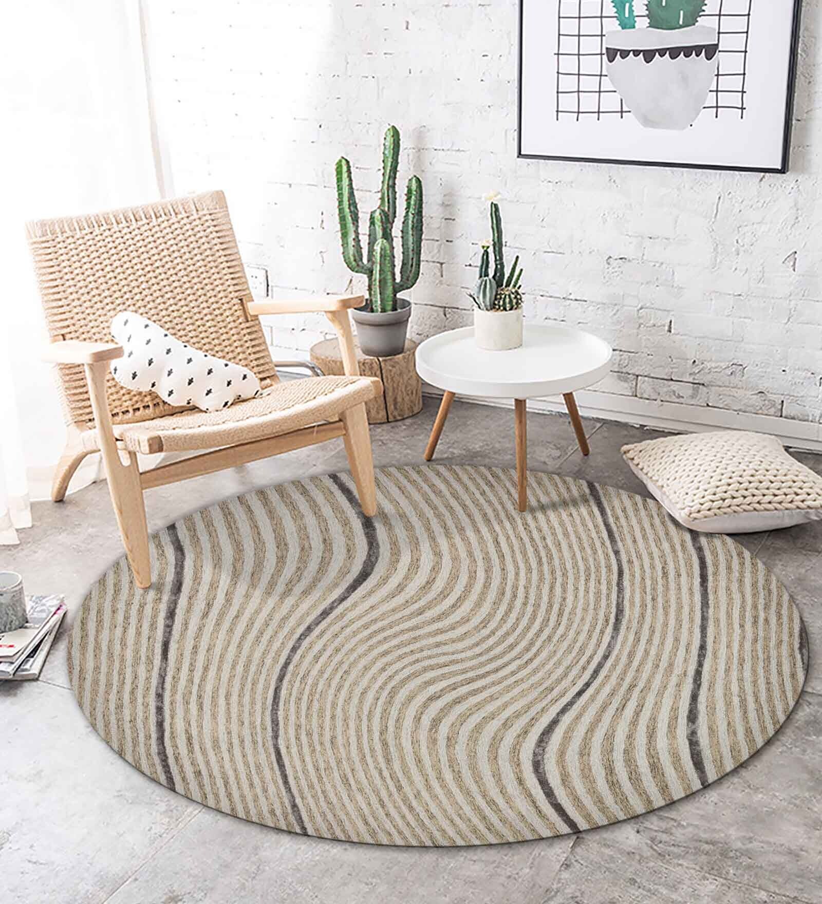 Silver Stripes Wool And Viscose 10X10 Hand-Tufted Carpet