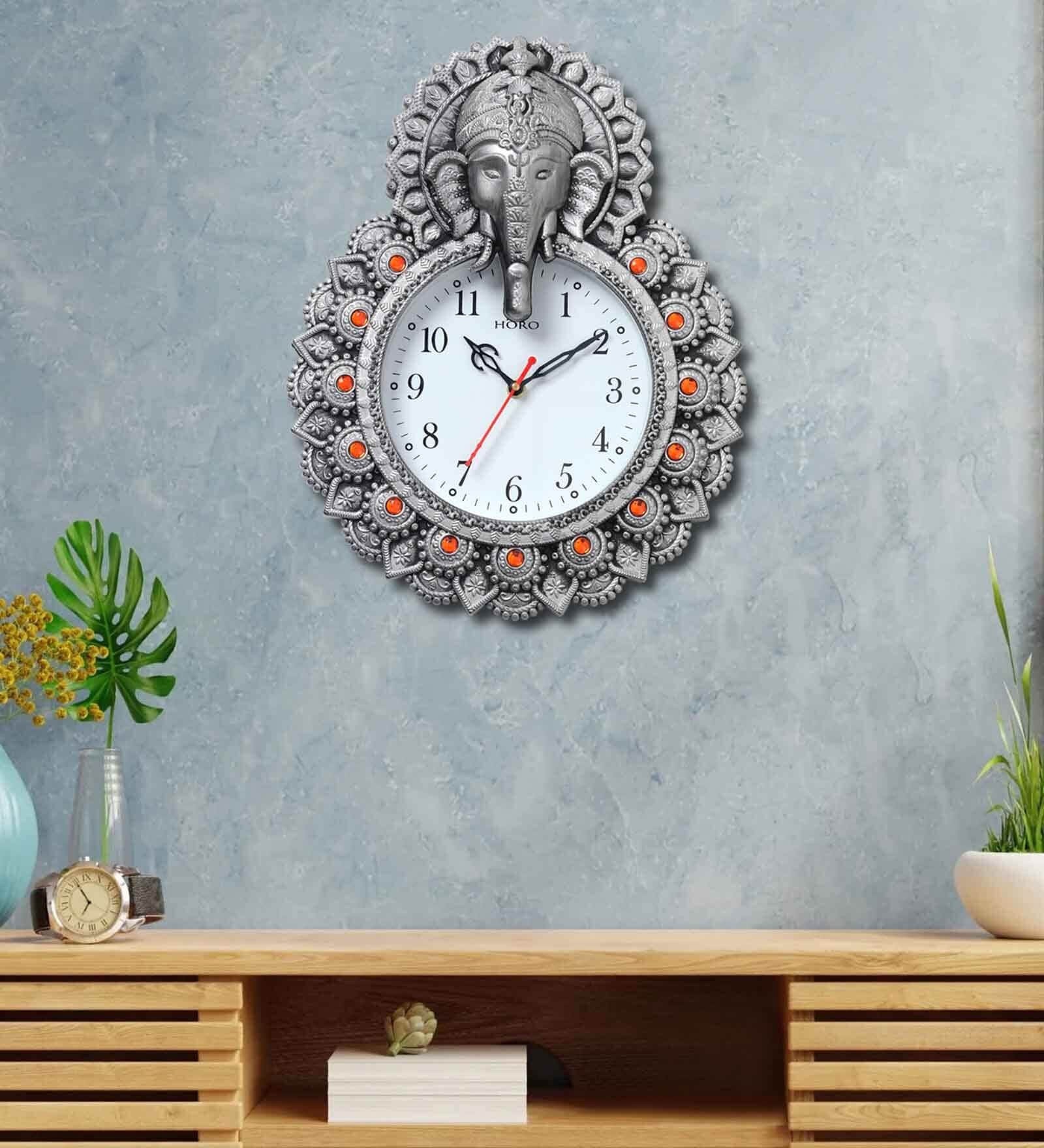 Silver Synthetic Plastic Wall Clock