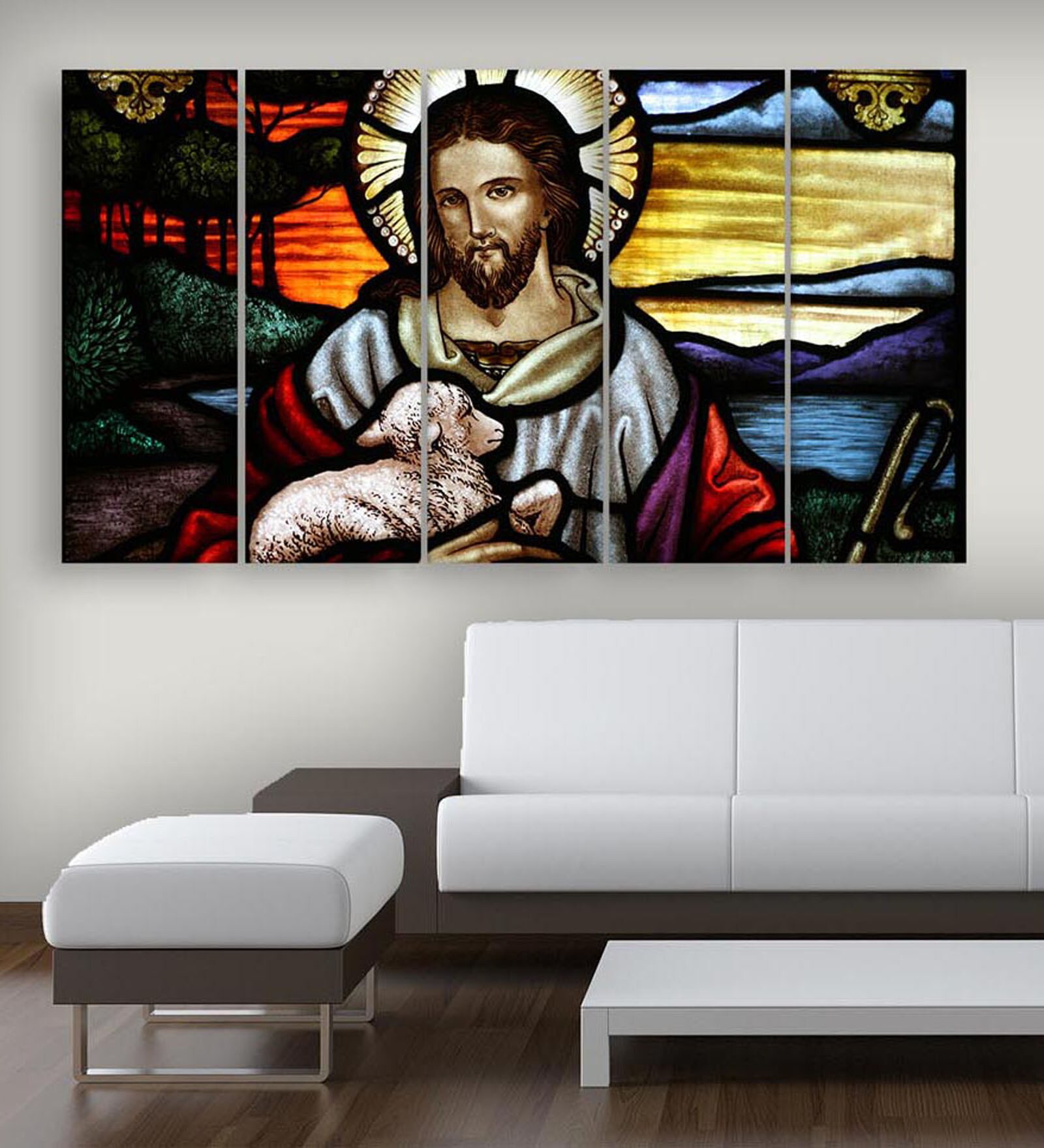 Silver Wood Multiple Frames Beautiful Lord Jesus Art Panels