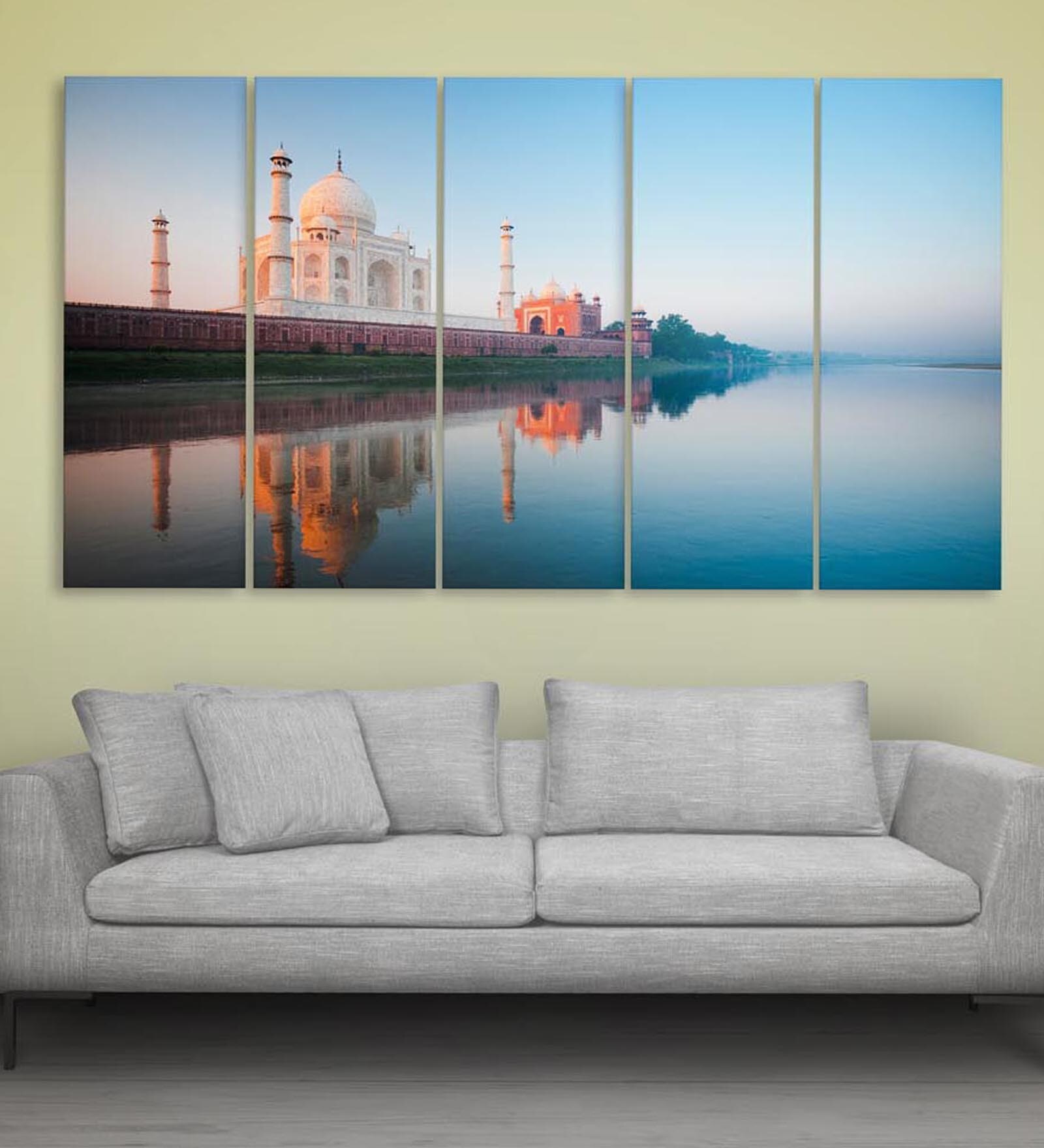 Silver Wood Multiple Frames Beautiful Taj Mahal Art Panels