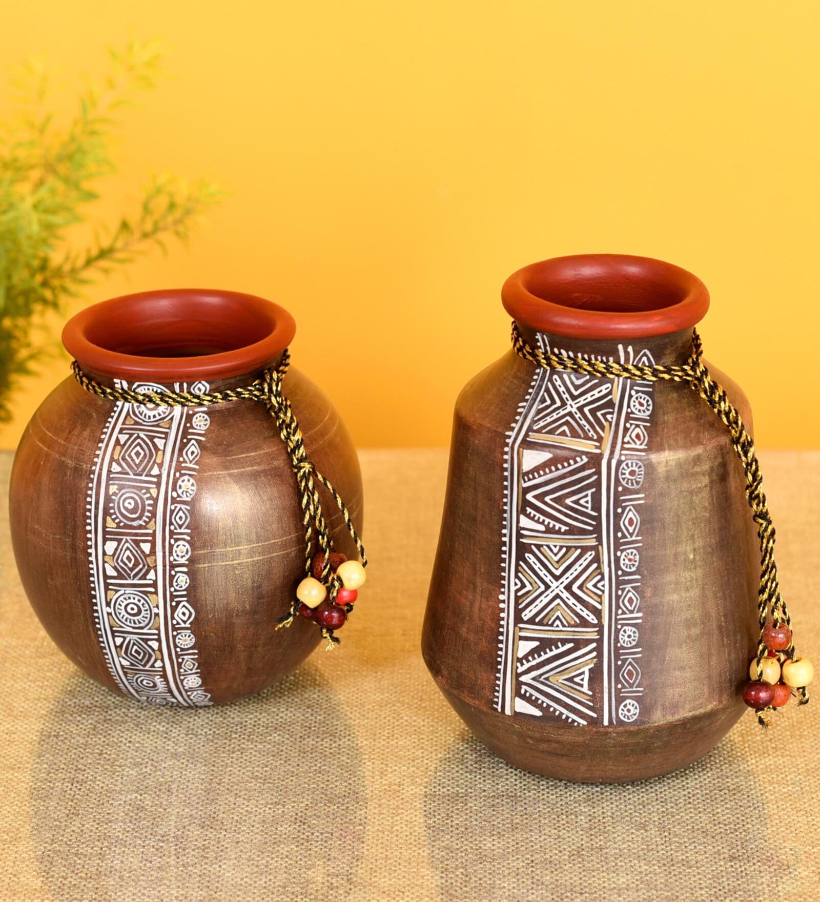 Simmering Sand (Set Of 2) Brown Terracotta Table Vase