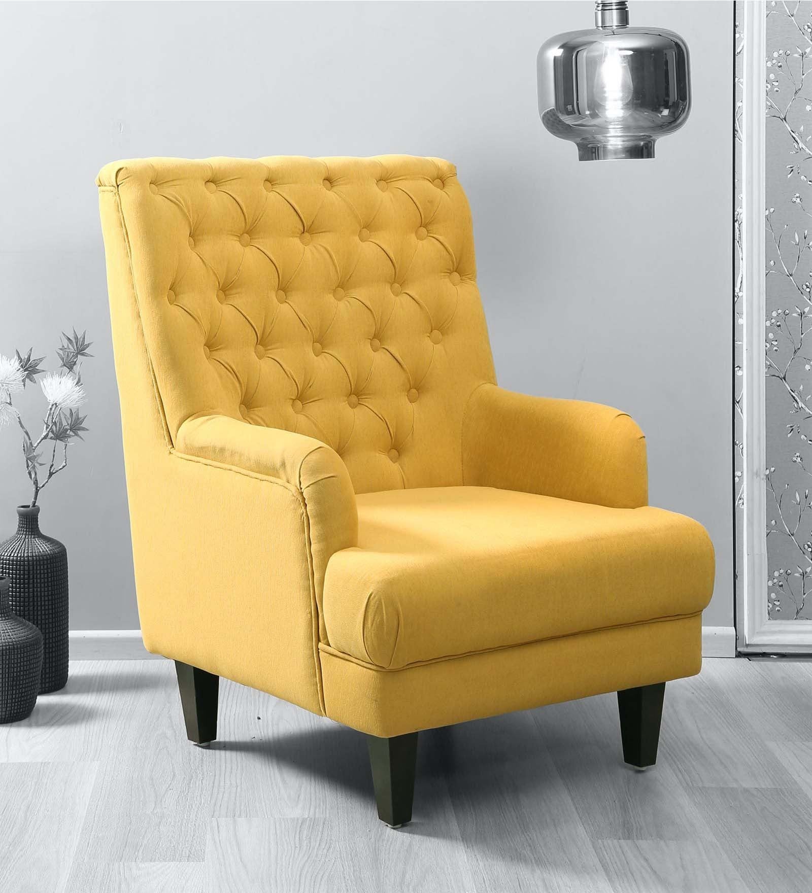 Buy Simon Lounge Chair in Mustard Yellow Colour CasaCraft By