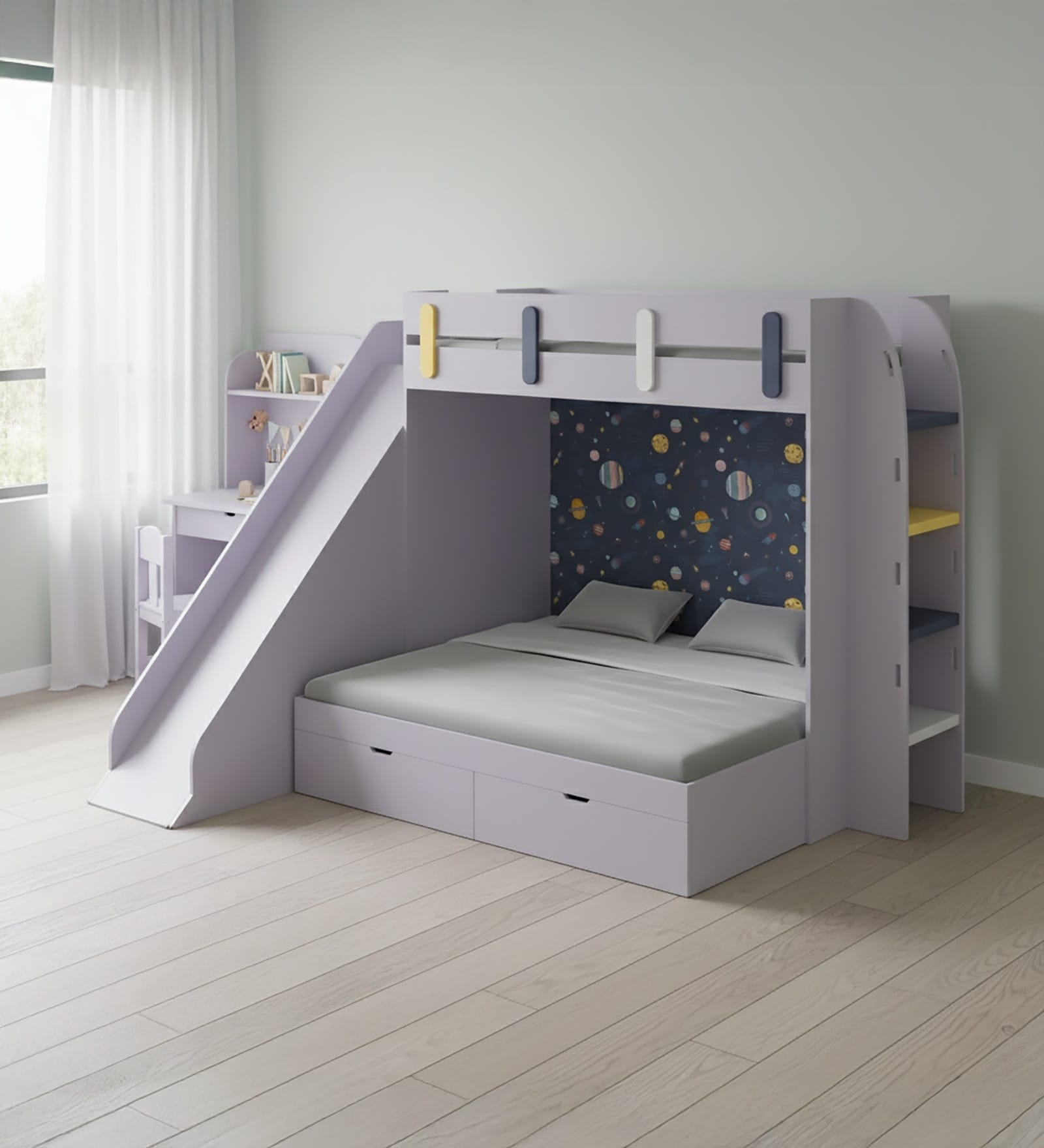 SimpleSlides Bunk Bed With Slide In Grey Colour