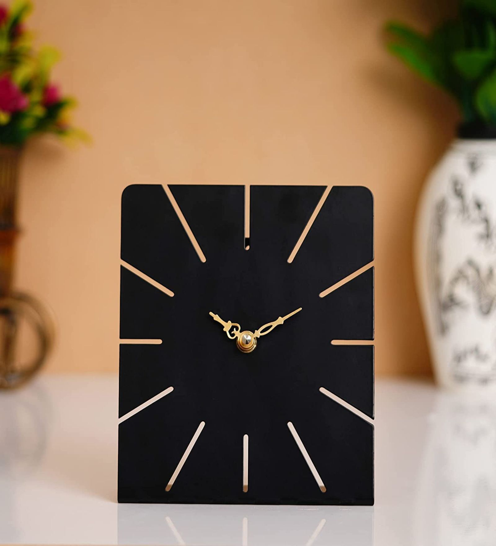 Simplest Square Black Iron Table Clock