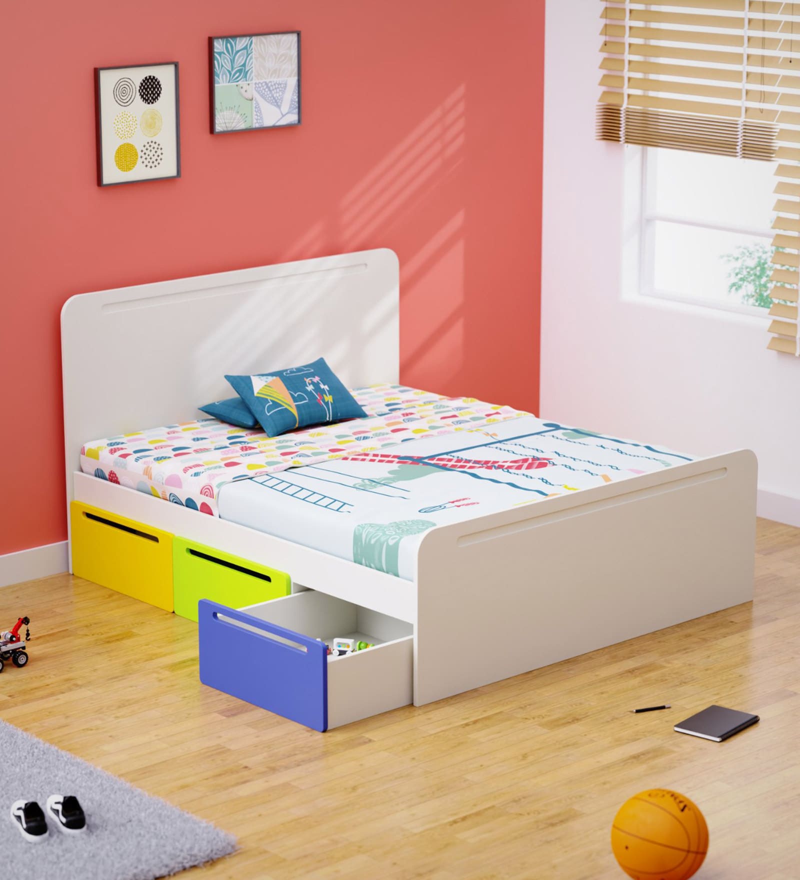 Buy Simply Perfect Double Bed in Oak Finish with Drawer Storage at 30