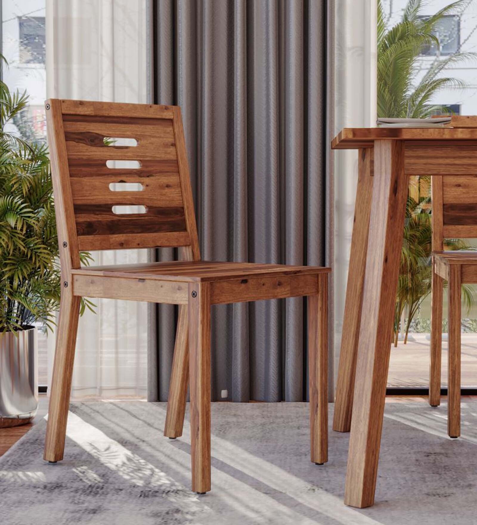 Simsim Sheesham Wood Dining Chair In Natural Sheesham Finish