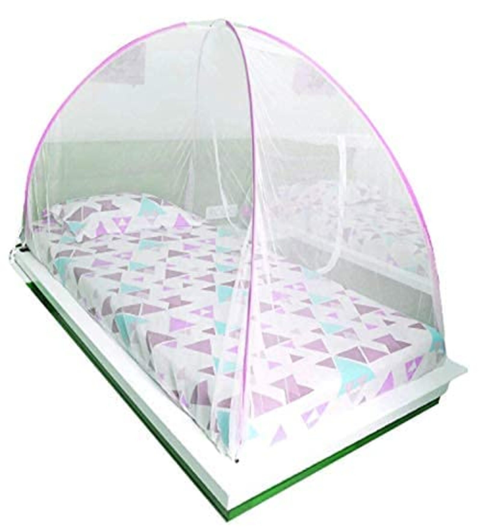 Single Bed Foldable  Polyester Mosquito Net In Pink