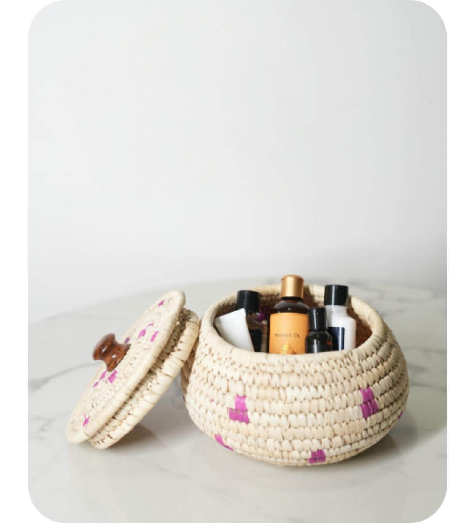 Single Natural Sabai Grass Boho Blush Jar Organizers