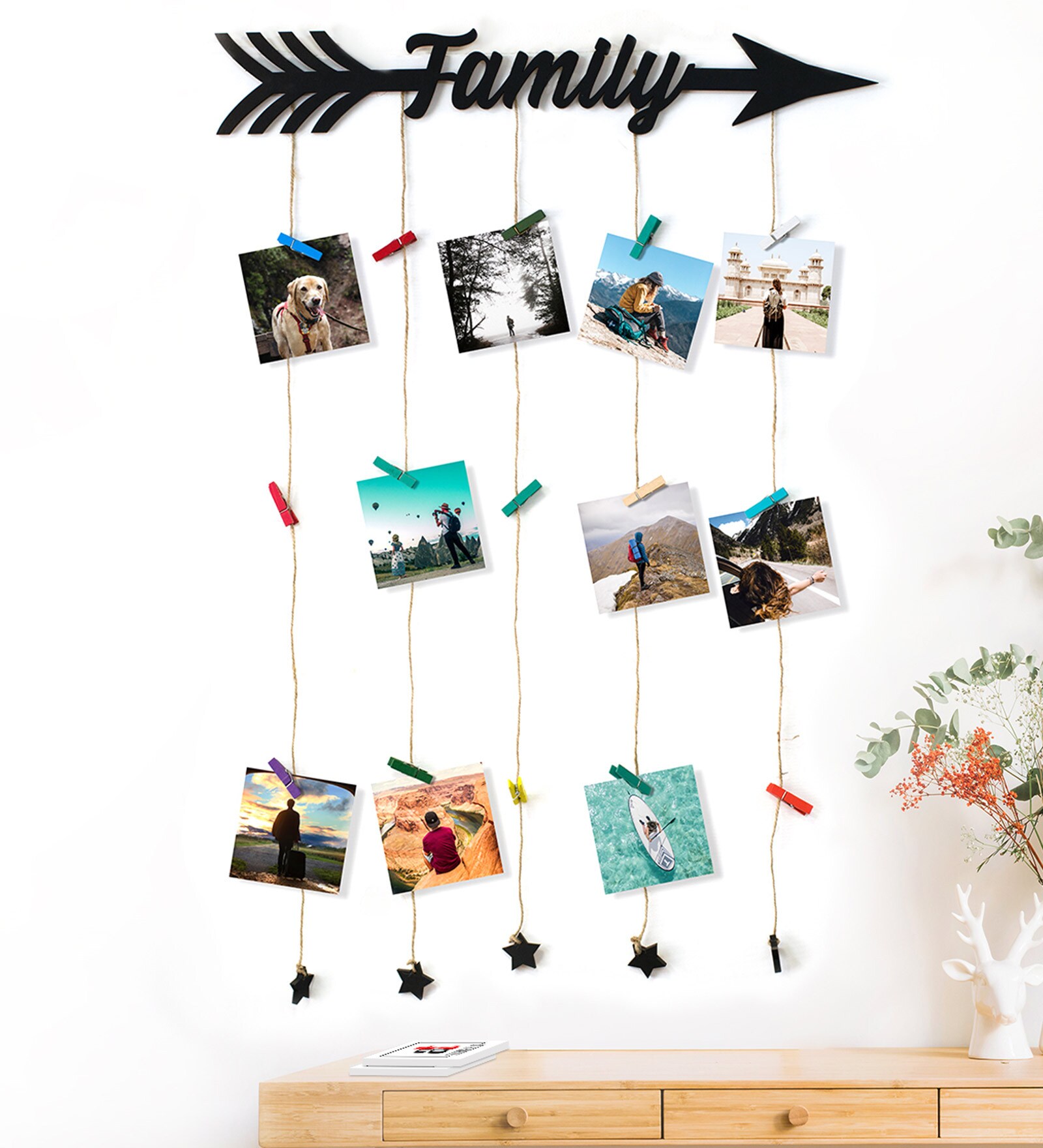 Single Pc Decor Black Jute Clip Photo Frames