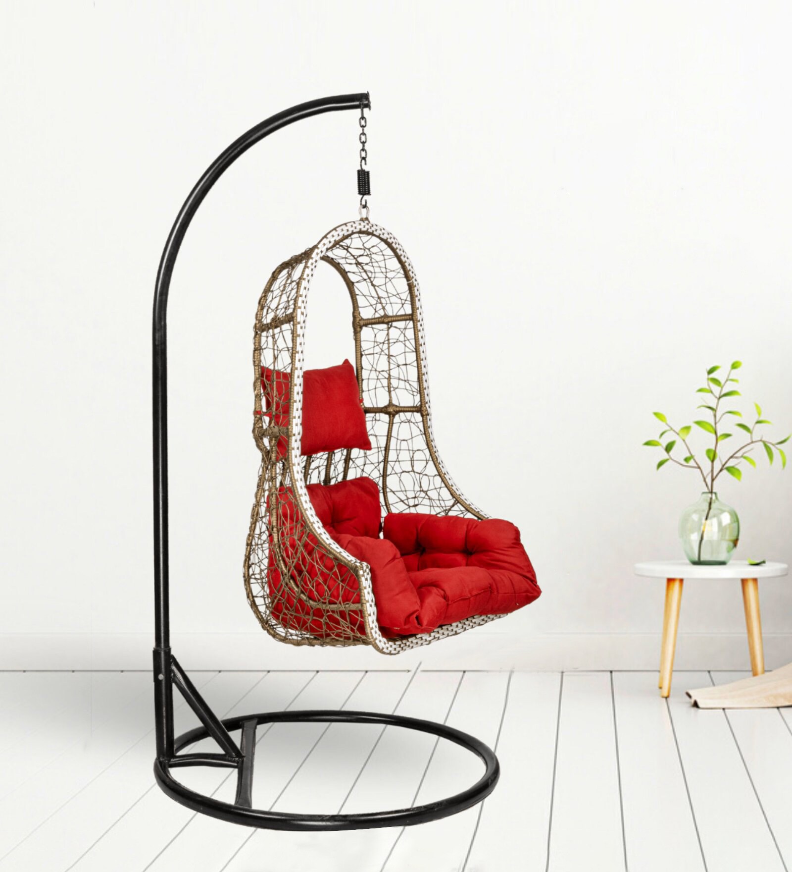 Buy Single Seater Swing in Honey and Red Colour by Swingzy Online