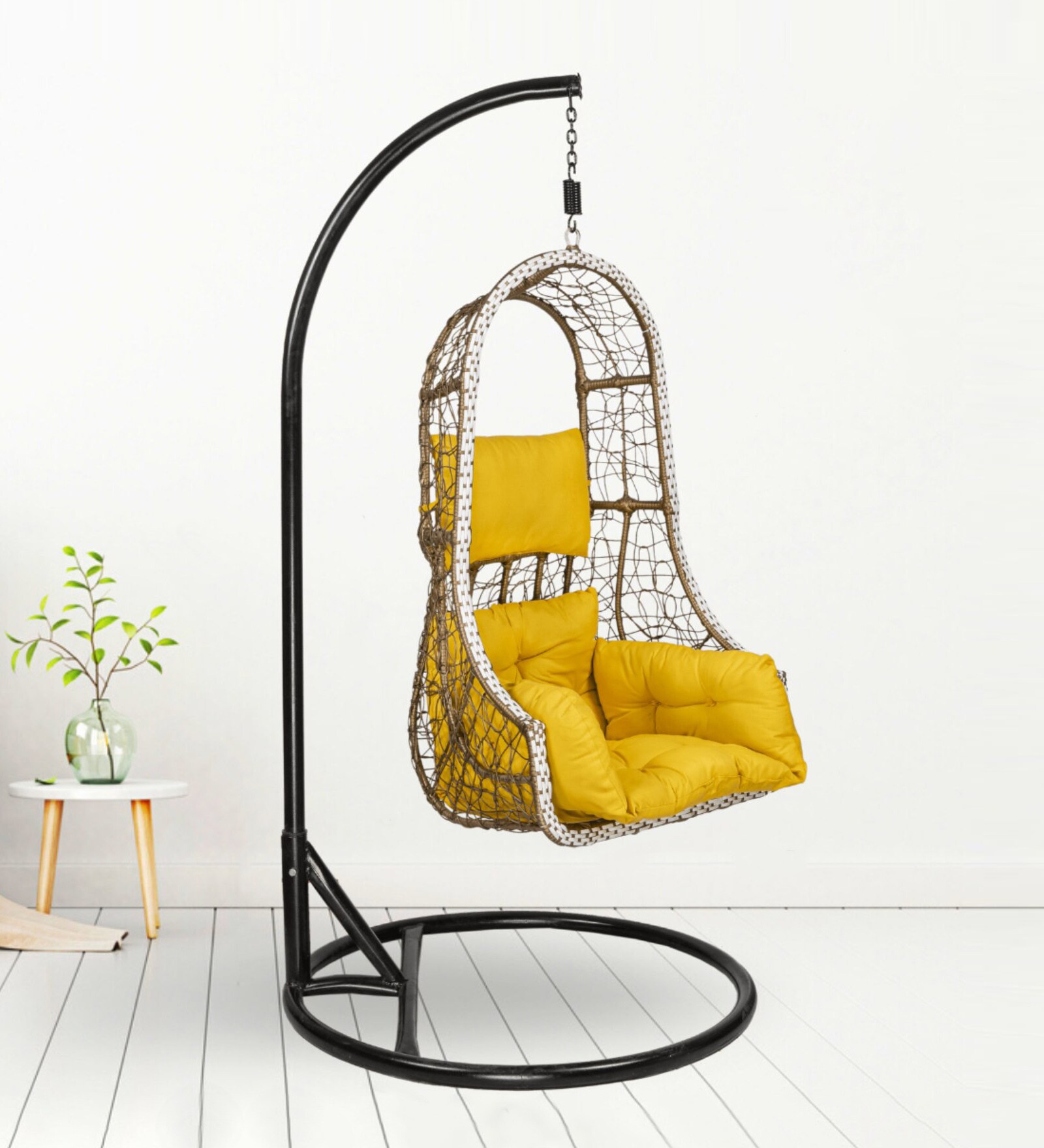 Sikar Wicker Swing in Honey & Yellow Colour