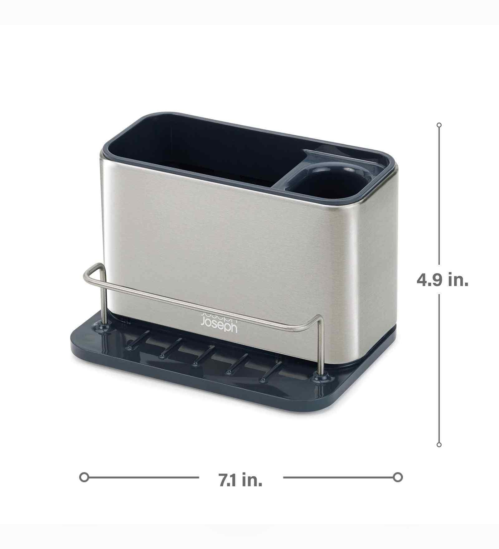 Sink Caddy Premium Stainless Steel Kitchen Sink Organizer with Drain Holes, Rust (Resistant & Sleek Design Grey)