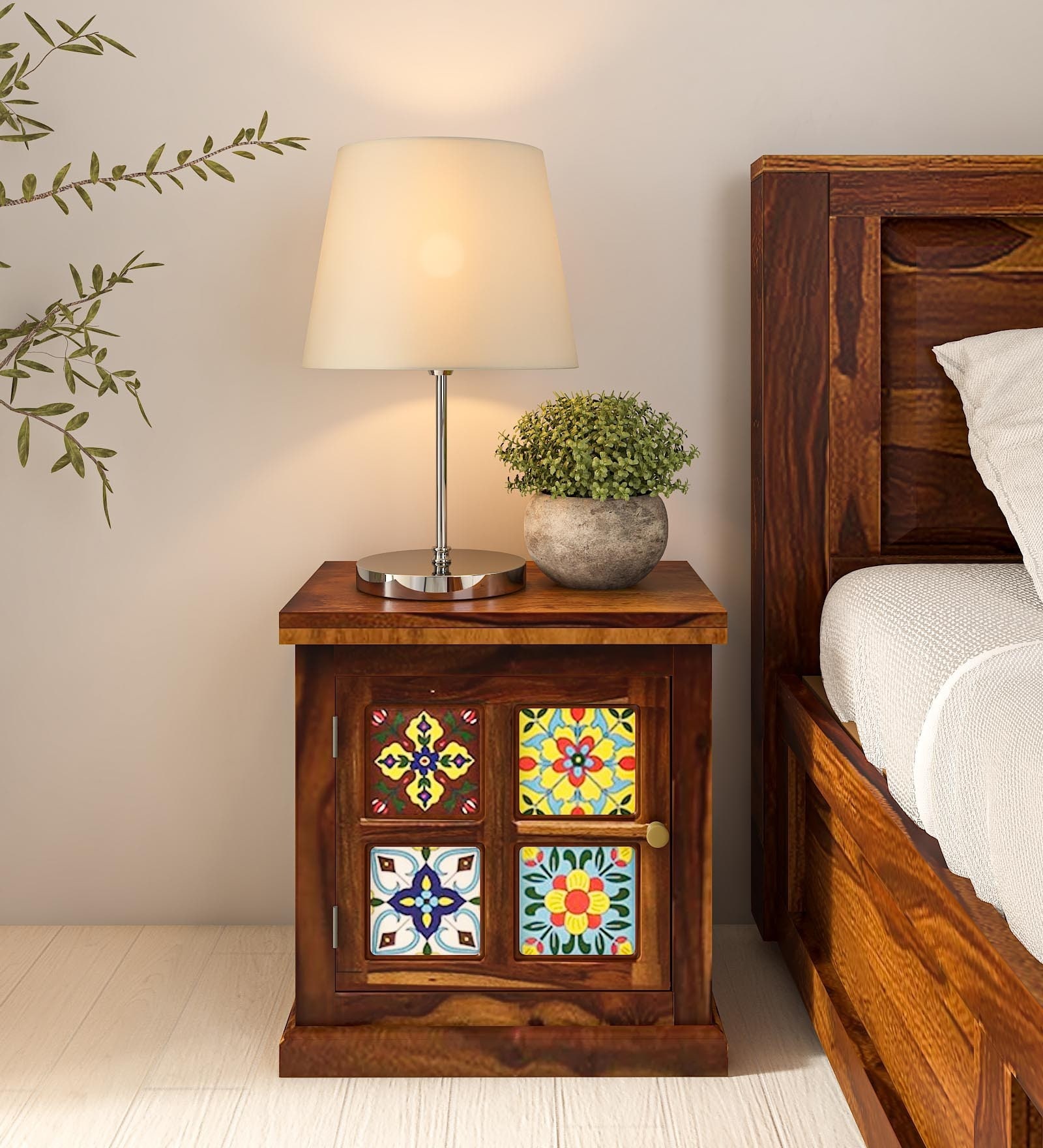 Siramika Sheesham Wood Bedside Table (Lhs Door) In Provincial teak  Finish