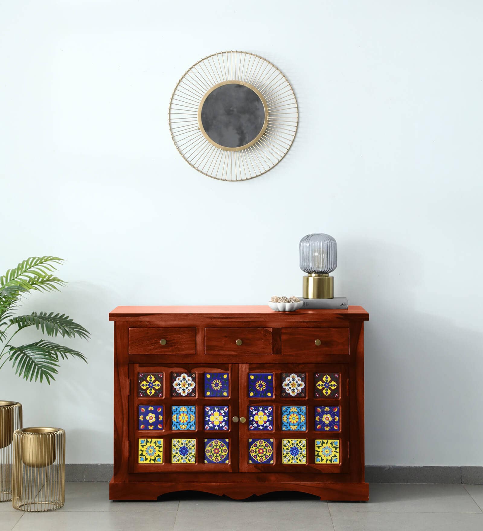 Siramika Sheesham Wood Sideboard In Honey Oak