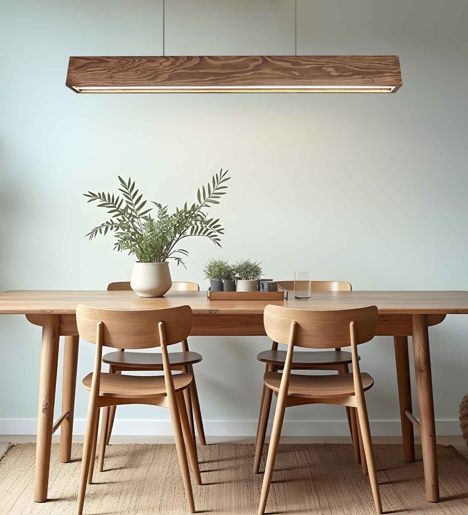 Sirius 48 Brown Solid Wood Linear LED Hanging Light