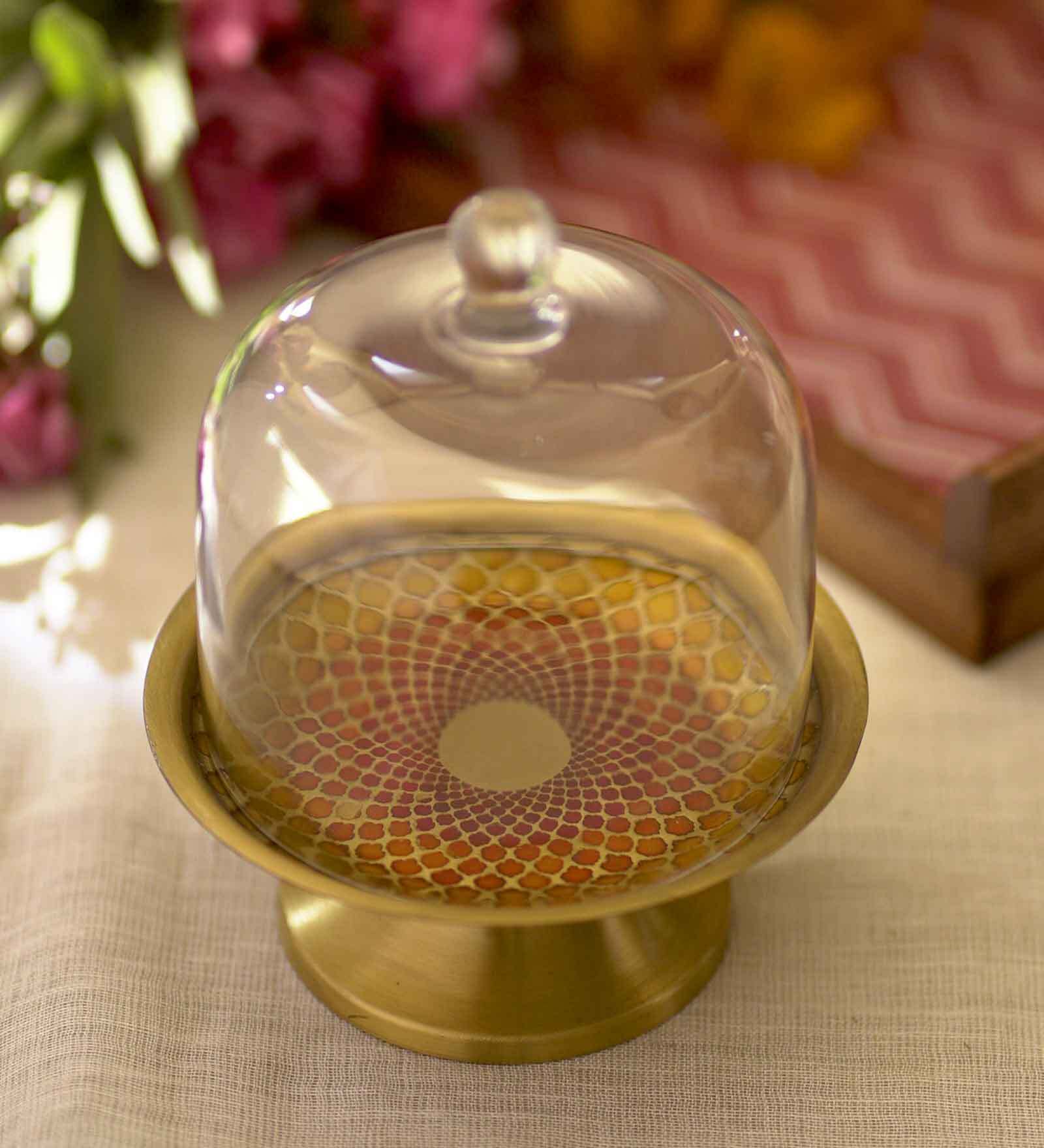 Sirohi Sindoori Brass & Glass Cloche