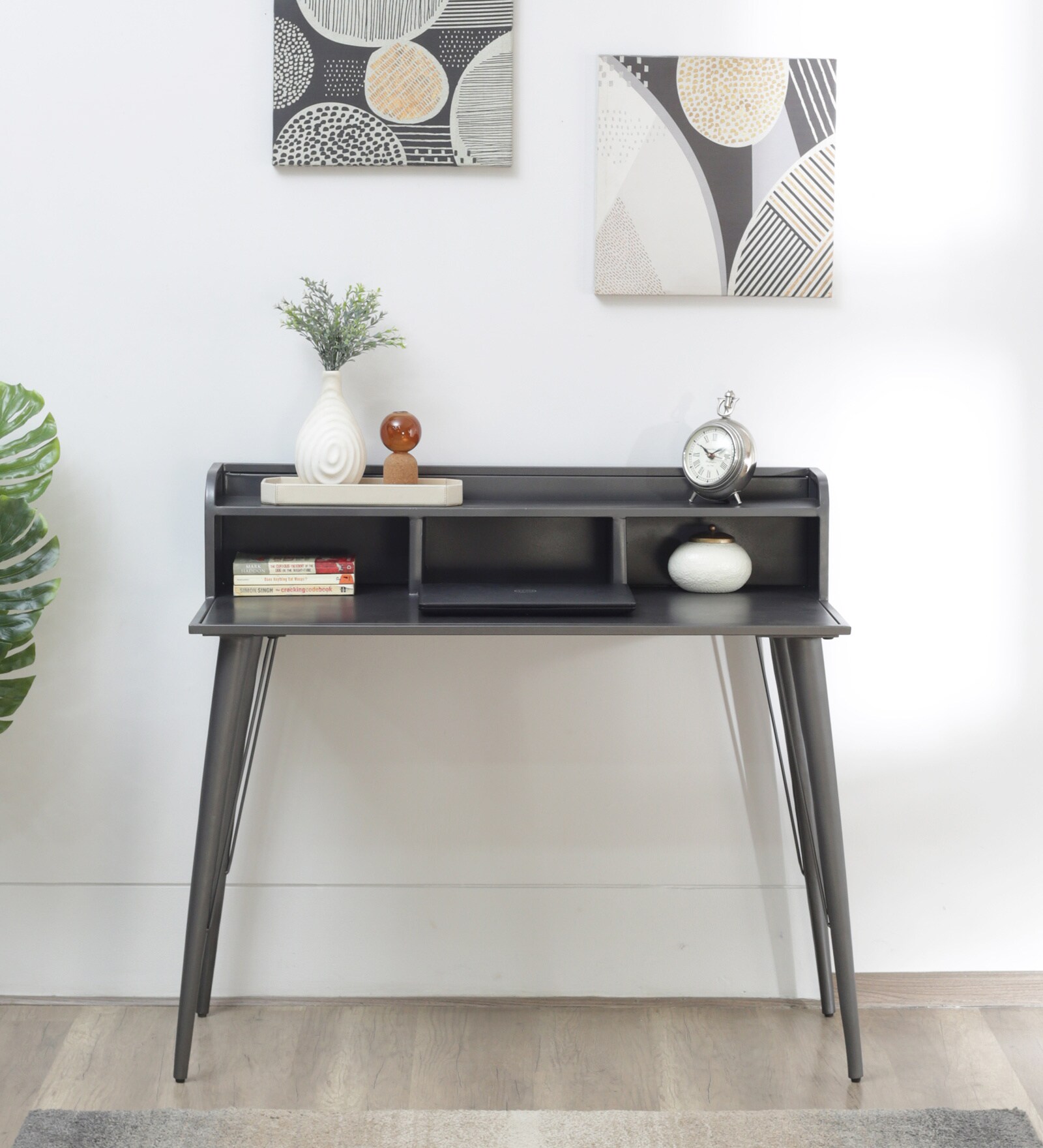 Kershaw Metal Writing Table In Silver Colour