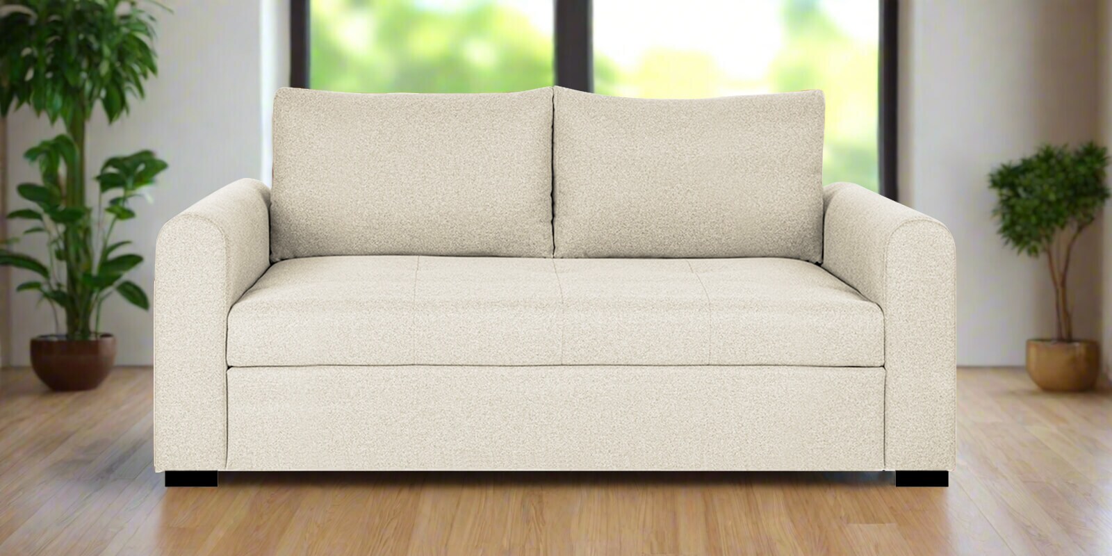 Sigma Fabric 2 Seater Sofa In Ivory Cream Colour